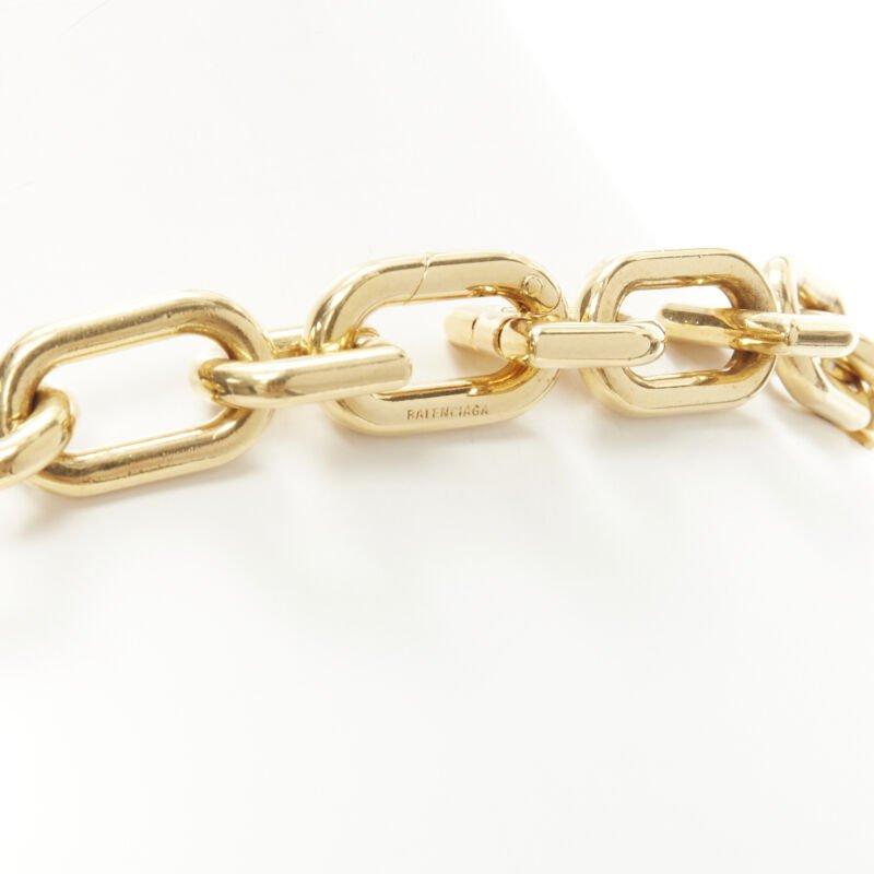 new BALENCIAGA Demna Big B Chain pendant gold chunky chain short necklace 2