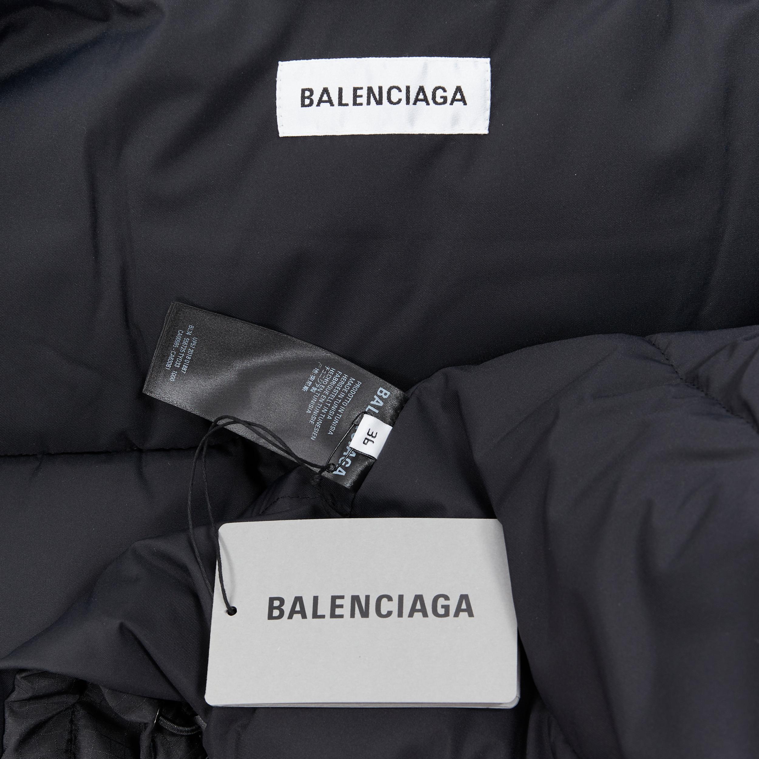 new BALENCIAGA DEMNA black grid nylon logo zip down feather puffer jacket FR36 3