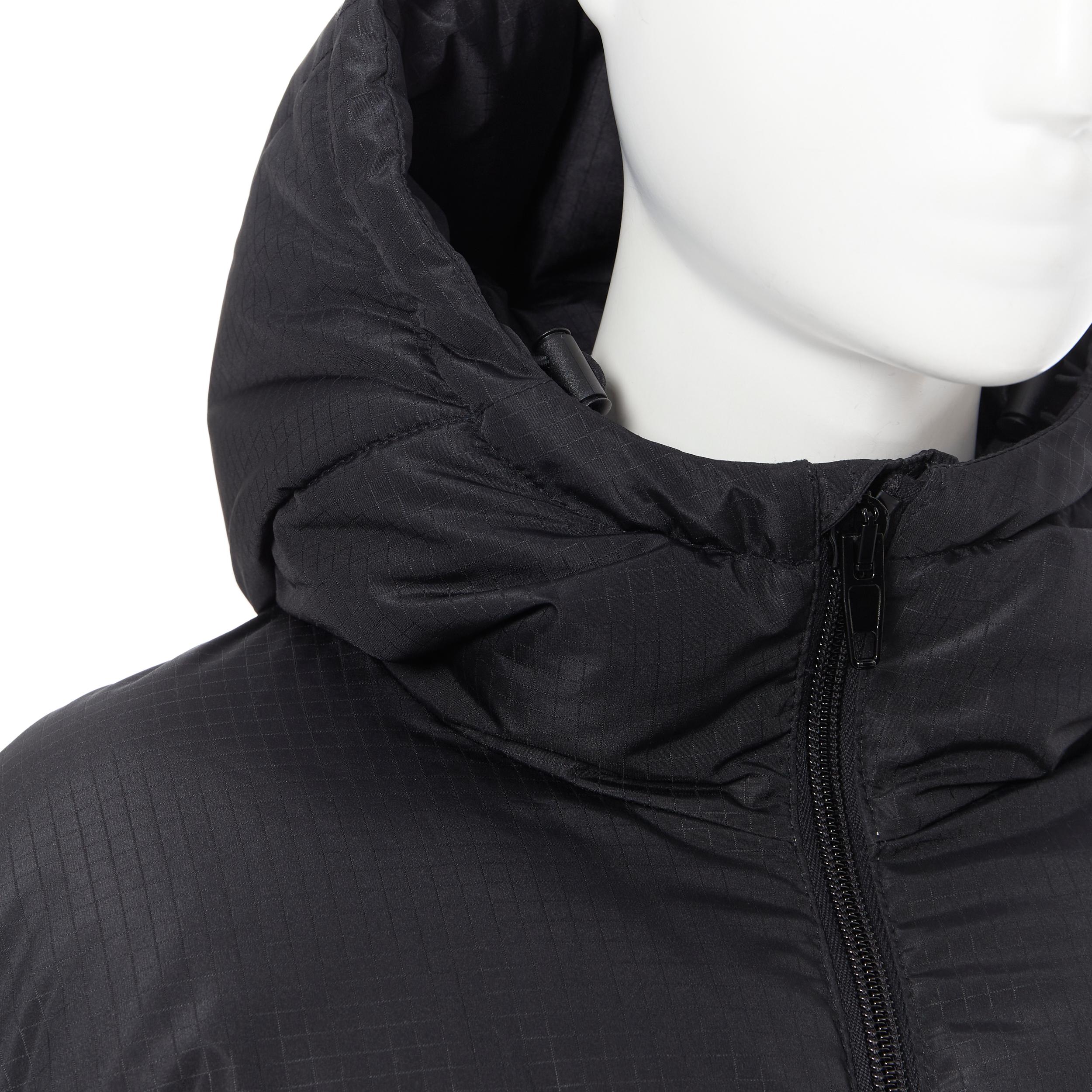 new BALENCIAGA DEMNA black grid nylon logo zip down feather puffer jacket FR36 1