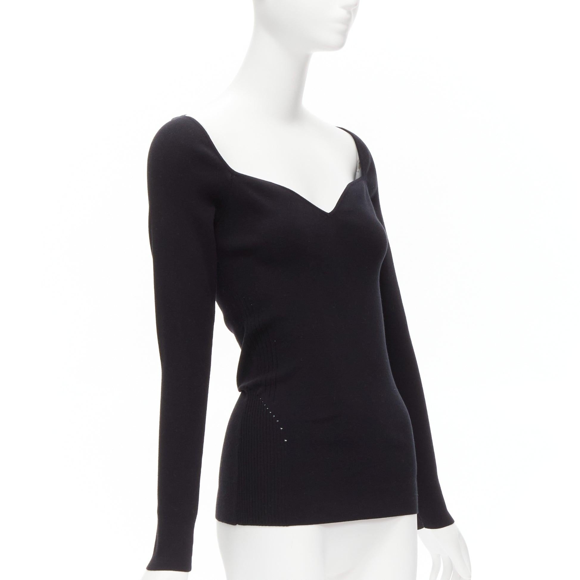 Black new BALENCIAGA Demna black modal knit sweetheart neckline knitted top FR40 L For Sale