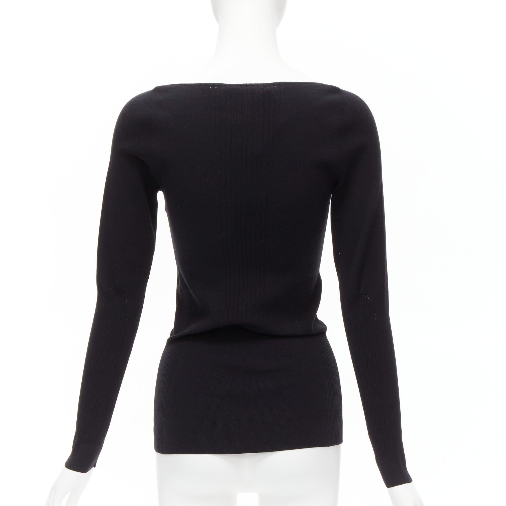 Women's new BALENCIAGA Demna black modal knit sweetheart neckline knitted top FR40 L For Sale
