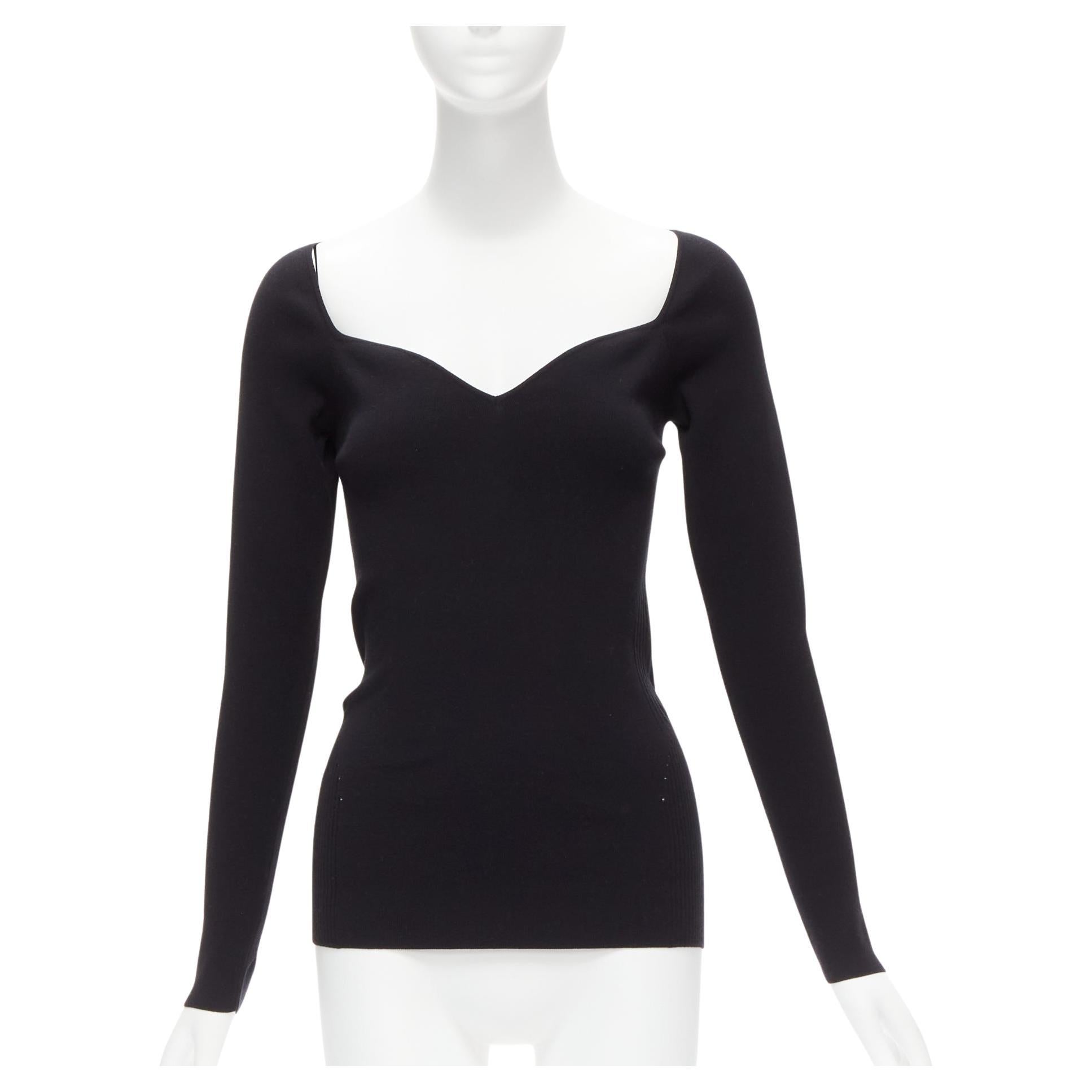 new BALENCIAGA Demna black modal knit sweetheart neckline knitted top FR40 L For Sale