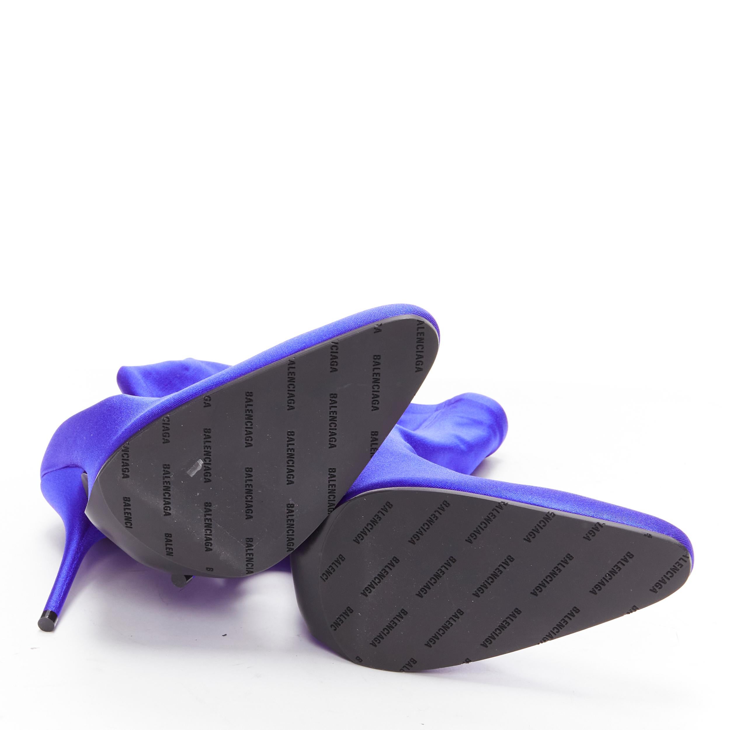 new BALENCIAGA Demna blue lycra high heeled sock boots EU36 Kim Kardashian For Sale 5