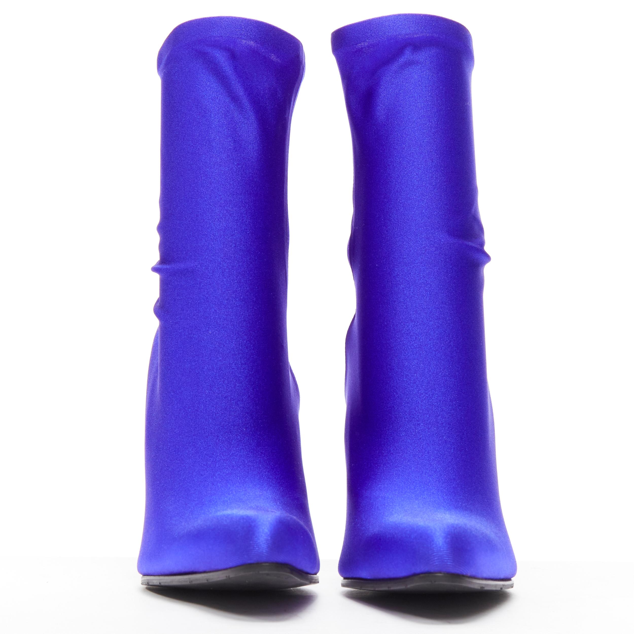 Blue new BALENCIAGA Demna blue lycra high heeled sock boots EU36 Kim Kardashian For Sale