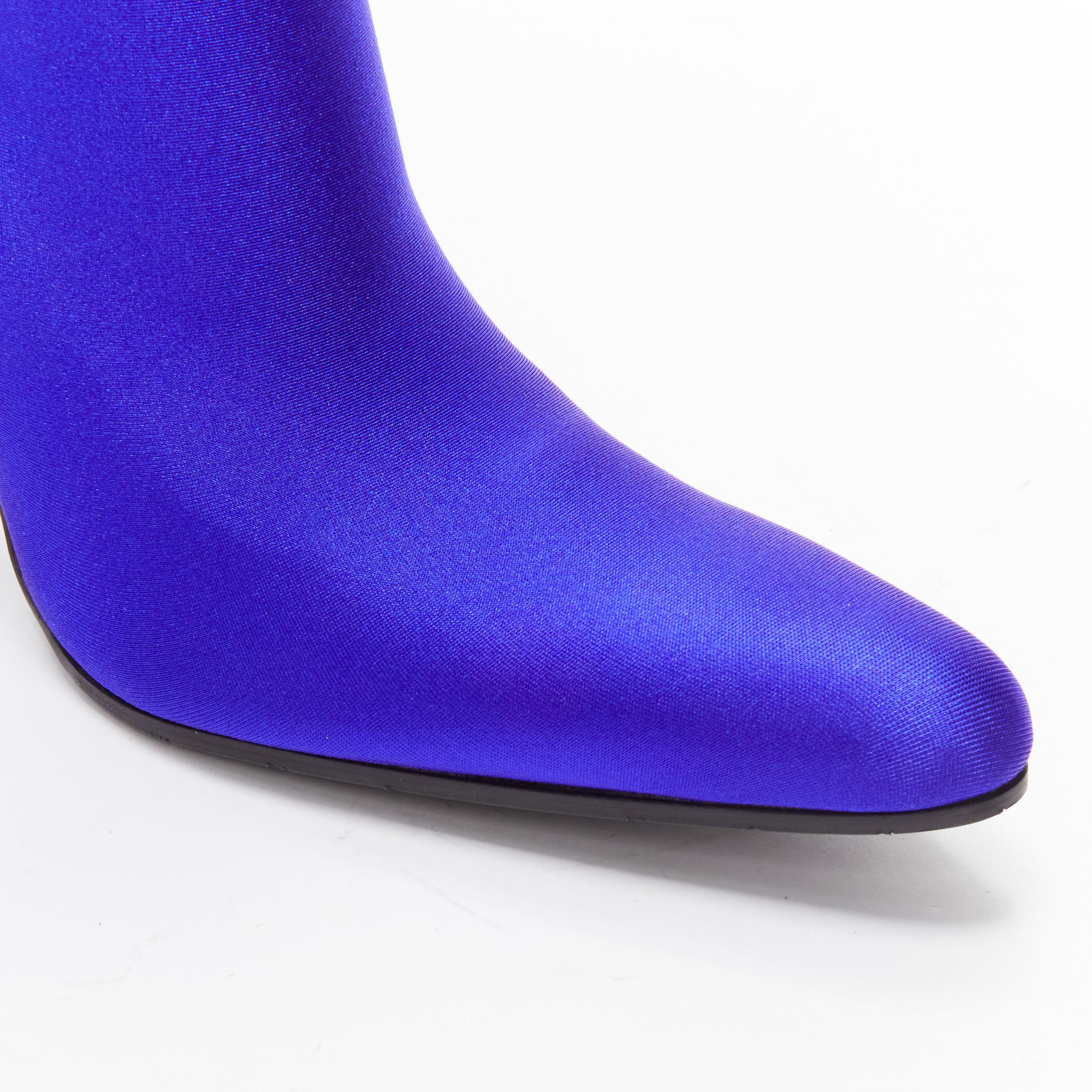 new BALENCIAGA Demna blue lycra high heeled sock boots EU36 Kim Kardashian For Sale 2