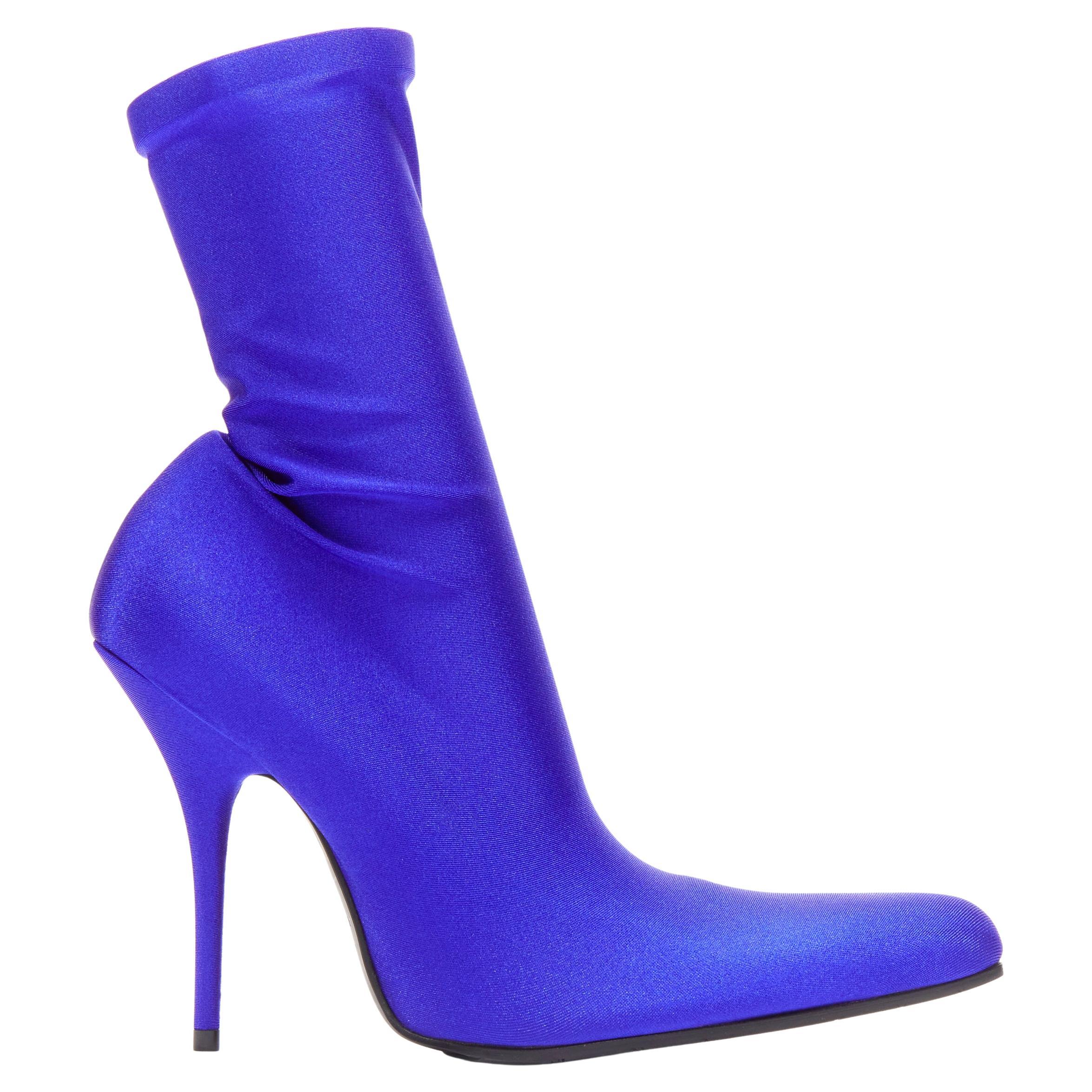 new BALENCIAGA Demna blue lycra high heeled sock boots EU36 Kim Kardashian