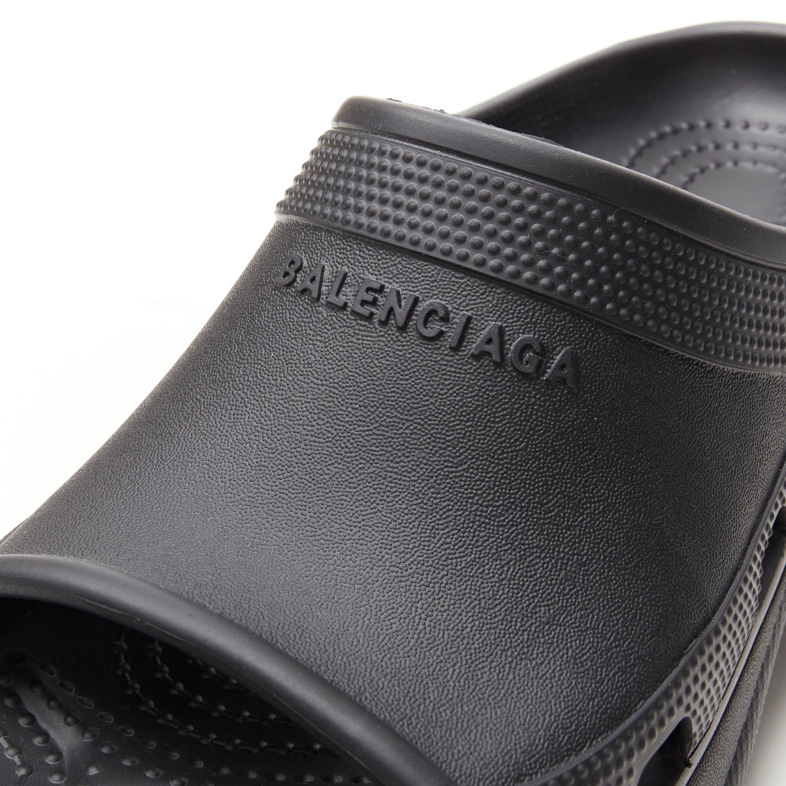 Women's new BALENCIAGA Demna CROCS 2022  black EVA rubber platform pool slides EU38 US8