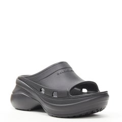new BALENCIAGA Demna CROCS 2022  black EVA rubber platform pool slides EU41