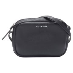 new BALENCIAGA Demna Everyday Camera XS black leather logo print crossbody bag