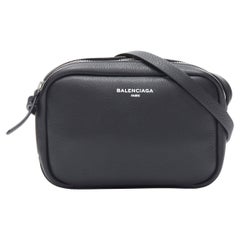 new BALENCIAGA Demna Everyday Camera XS black leather logo top zip crossbody bag
