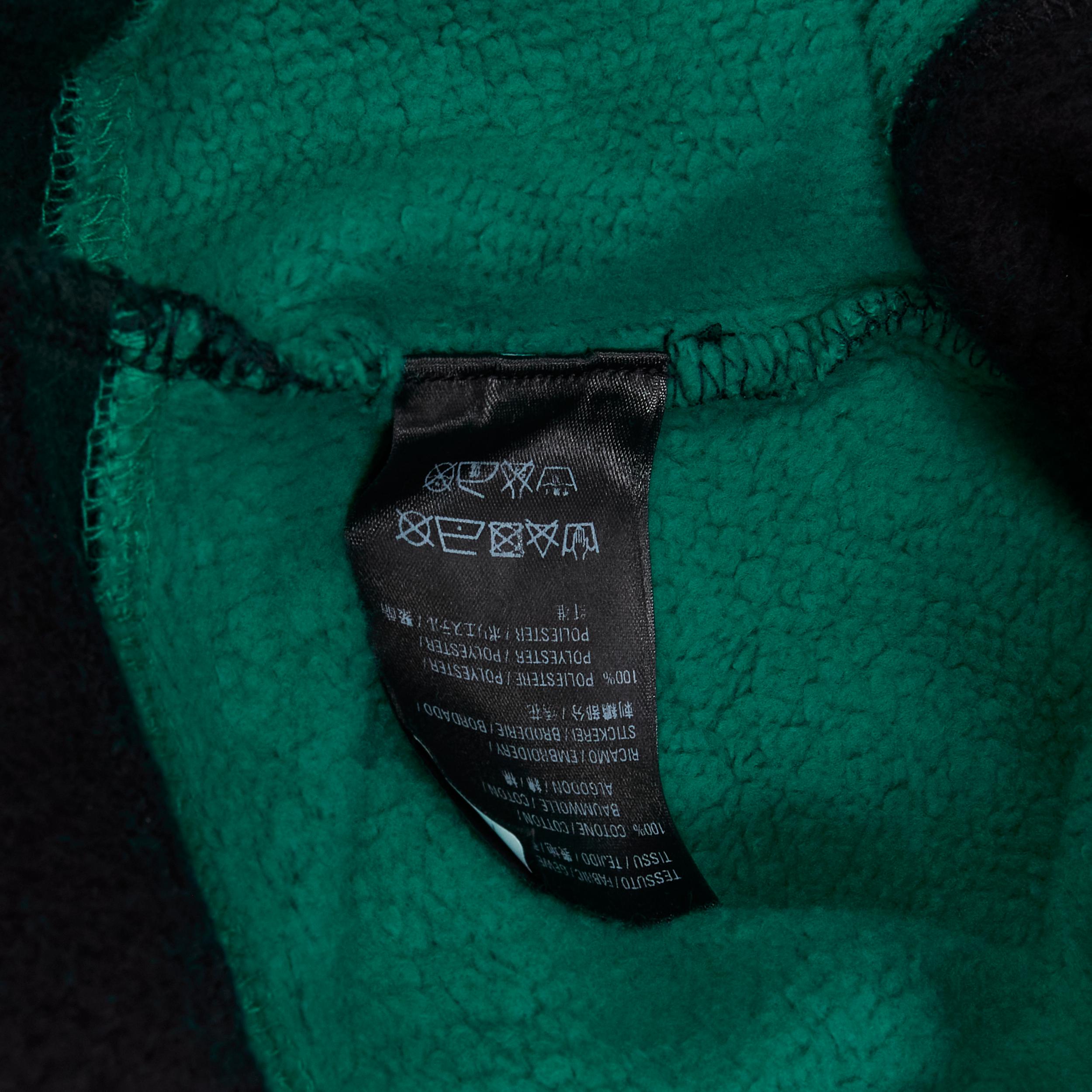new BALENCIAGA Demna green black striped patchwork checked hoodie sweater M en vente 5