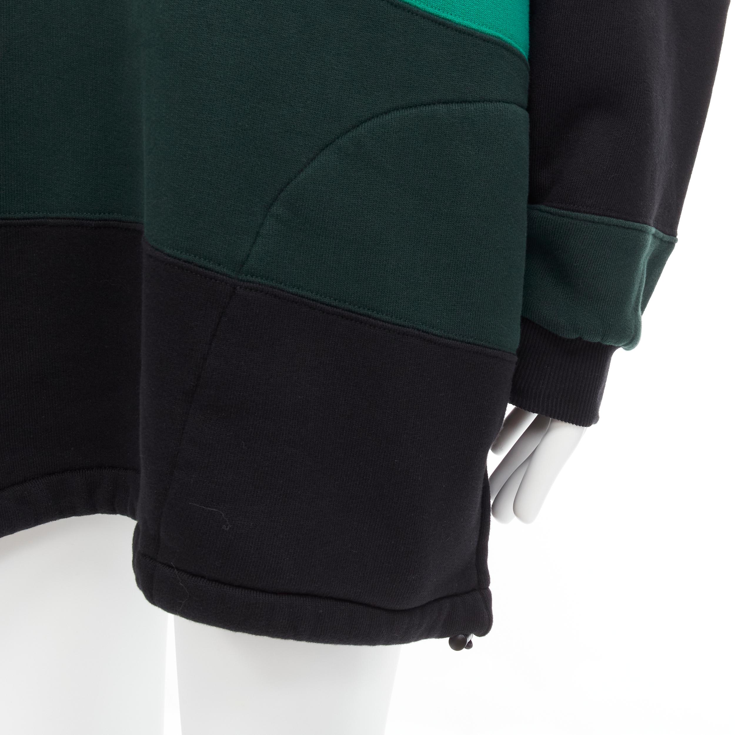 new BALENCIAGA Demna green black striped patchwork checked hoodie sweater M en vente 4
