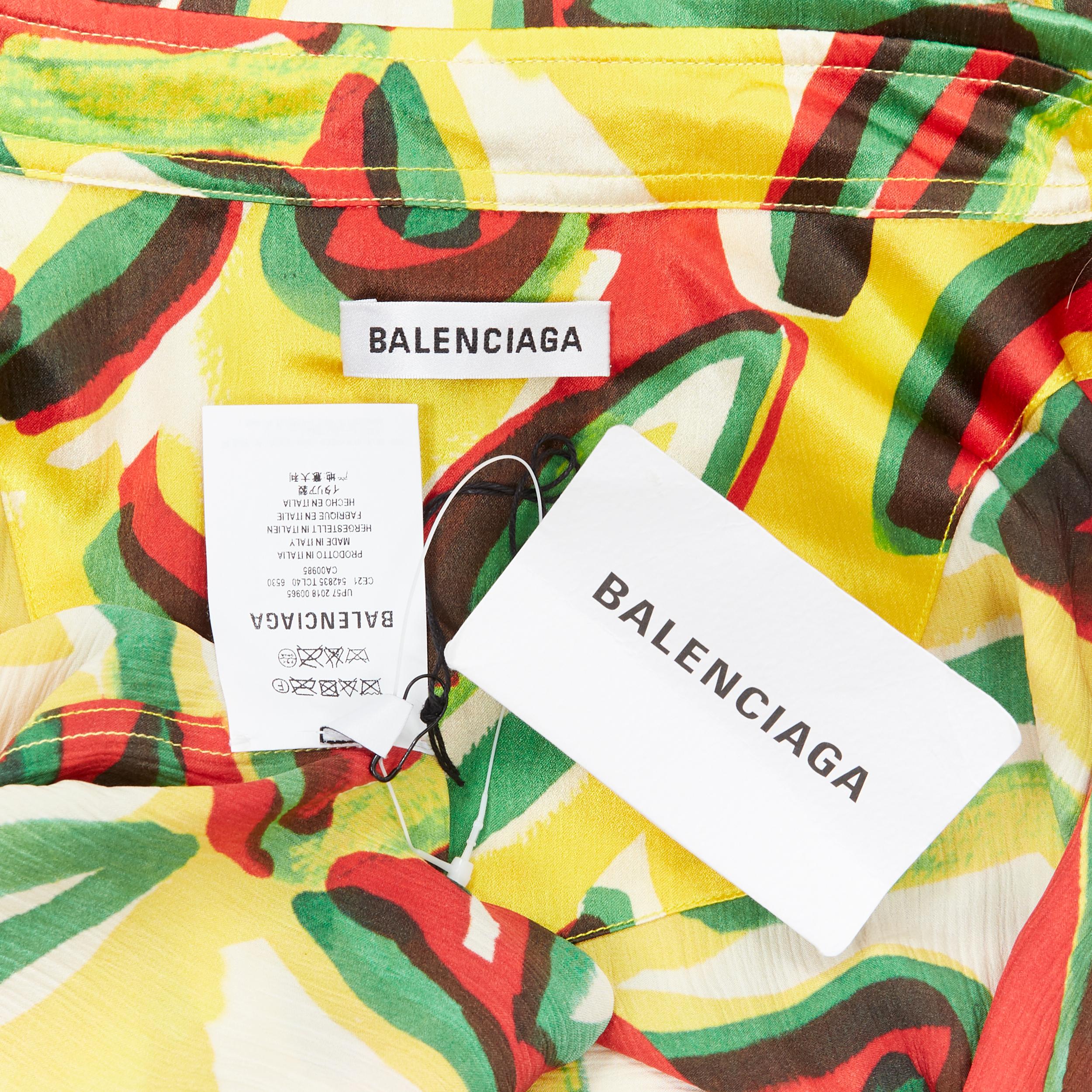 new BALENCIAGA DEMNA GVASALIA AW18 100% silk abstract print oversized shirt FR36 5