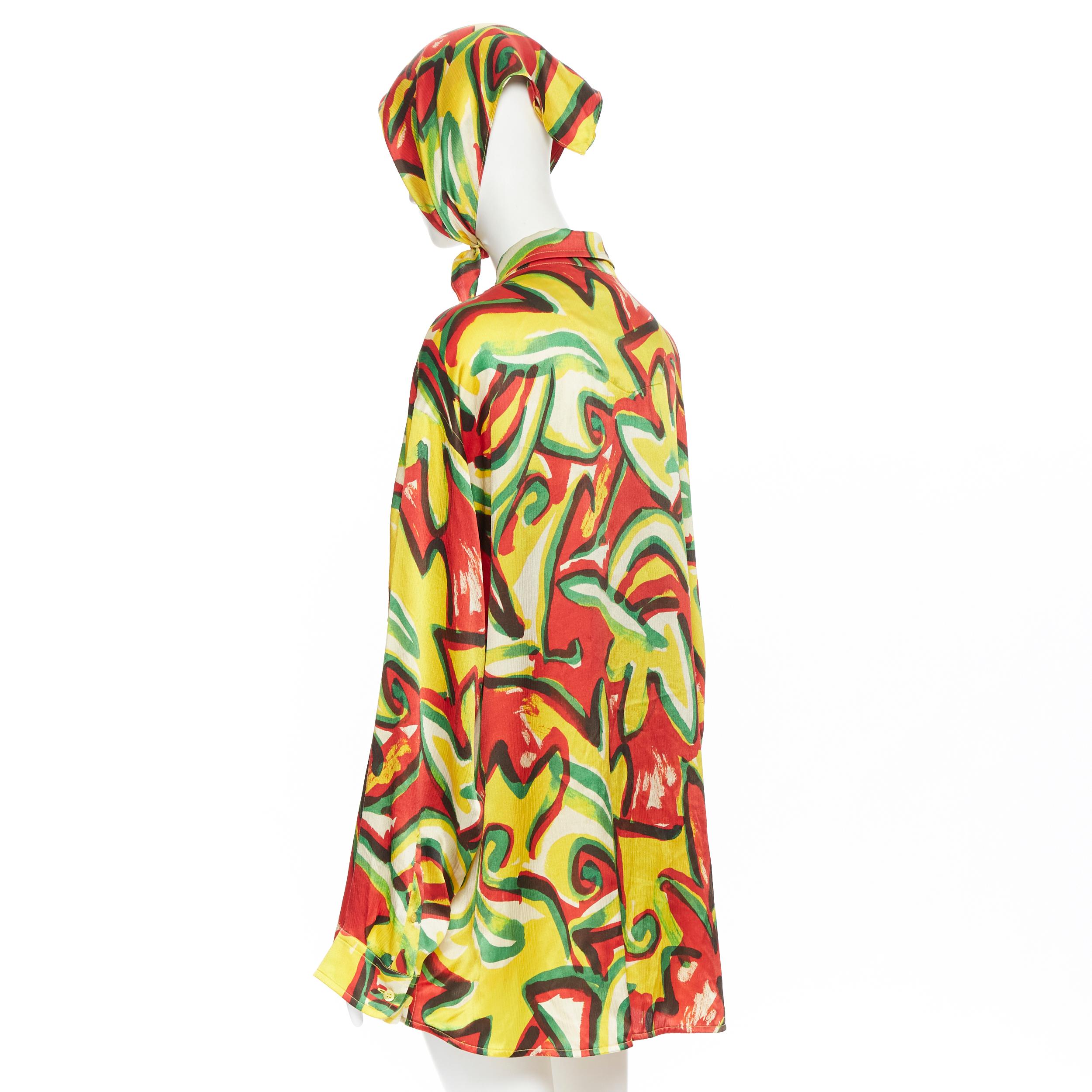 new BALENCIAGA DEMNA GVASALIA AW18 100% silk abstract print oversized shirt FR36 1