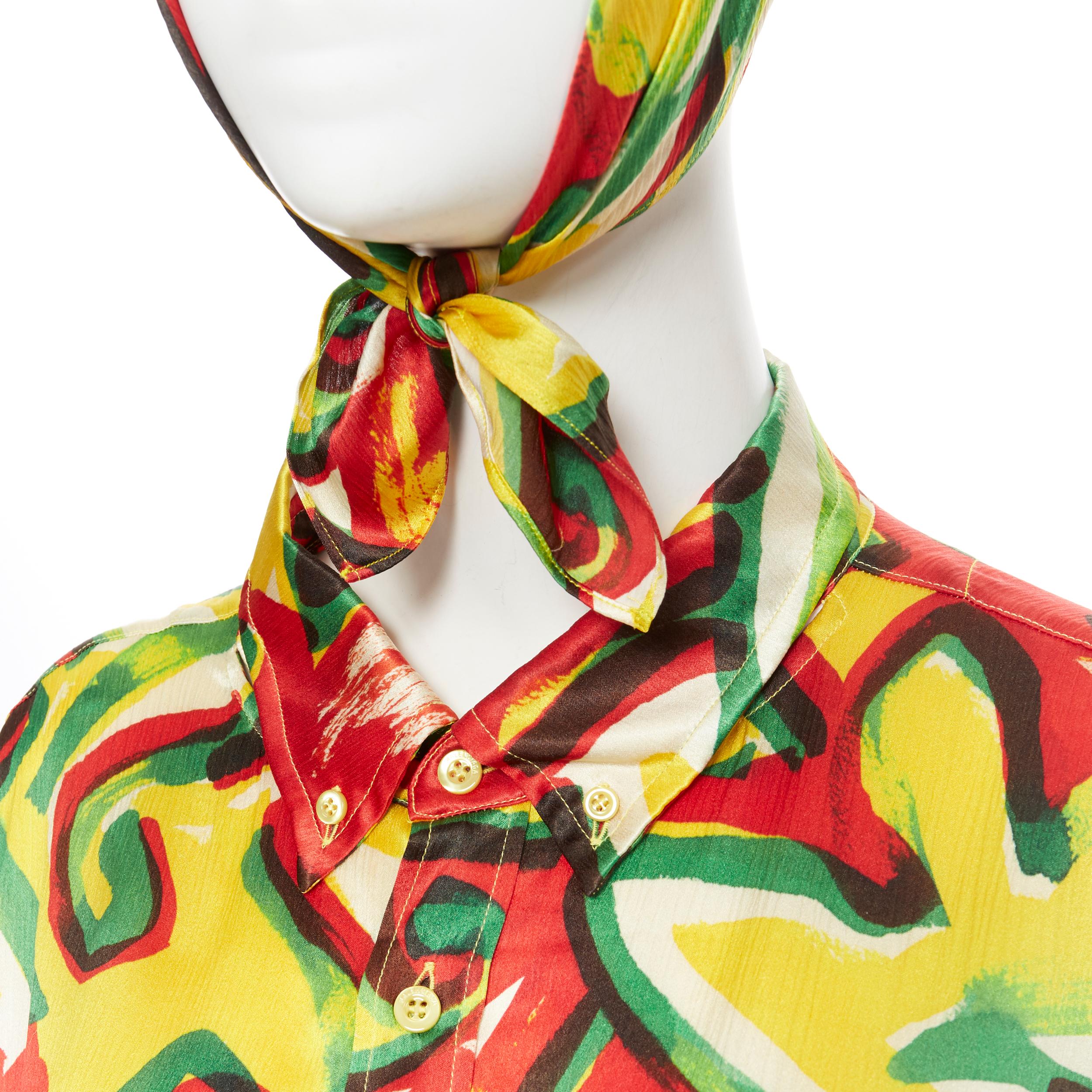 new BALENCIAGA DEMNA GVASALIA AW18 100% silk abstract print oversized shirt FR36 2