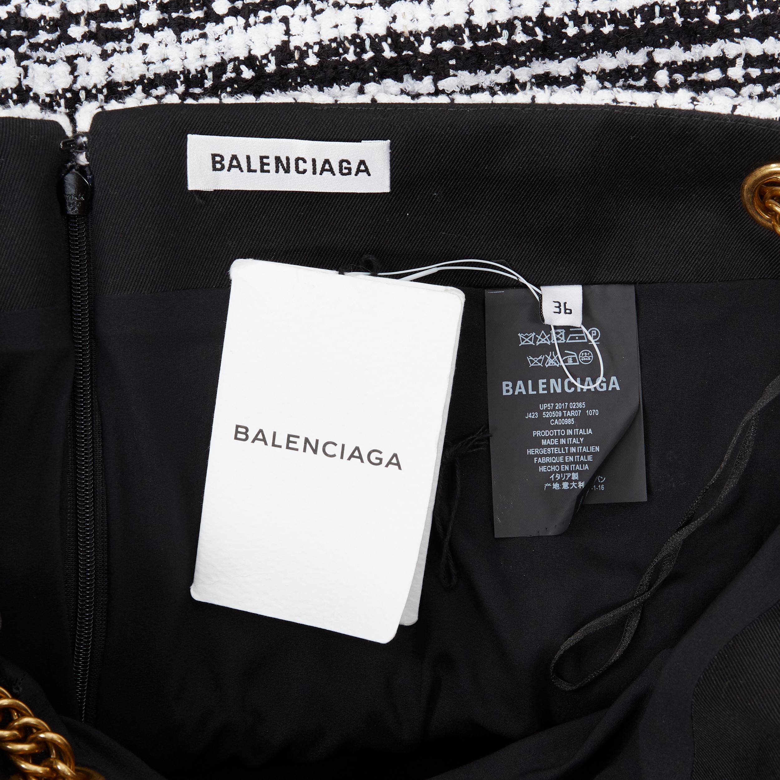 new BALENCIAGA DEMNA GVASALIA AW18 Runway black tweed gold chain belt skirt FR36 For Sale 5