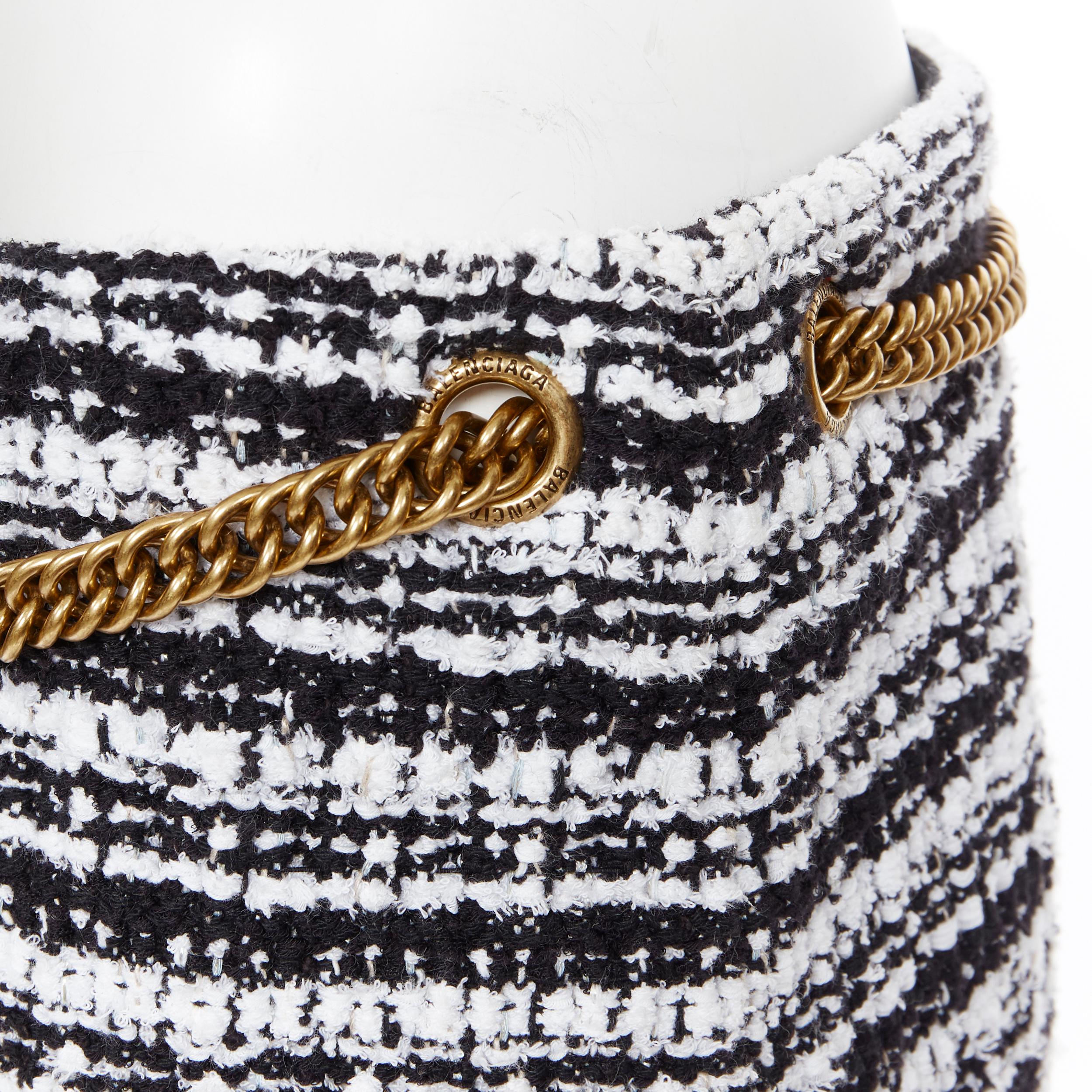 new BALENCIAGA DEMNA GVASALIA AW18 Runway black tweed gold chain belt skirt FR36 For Sale 2