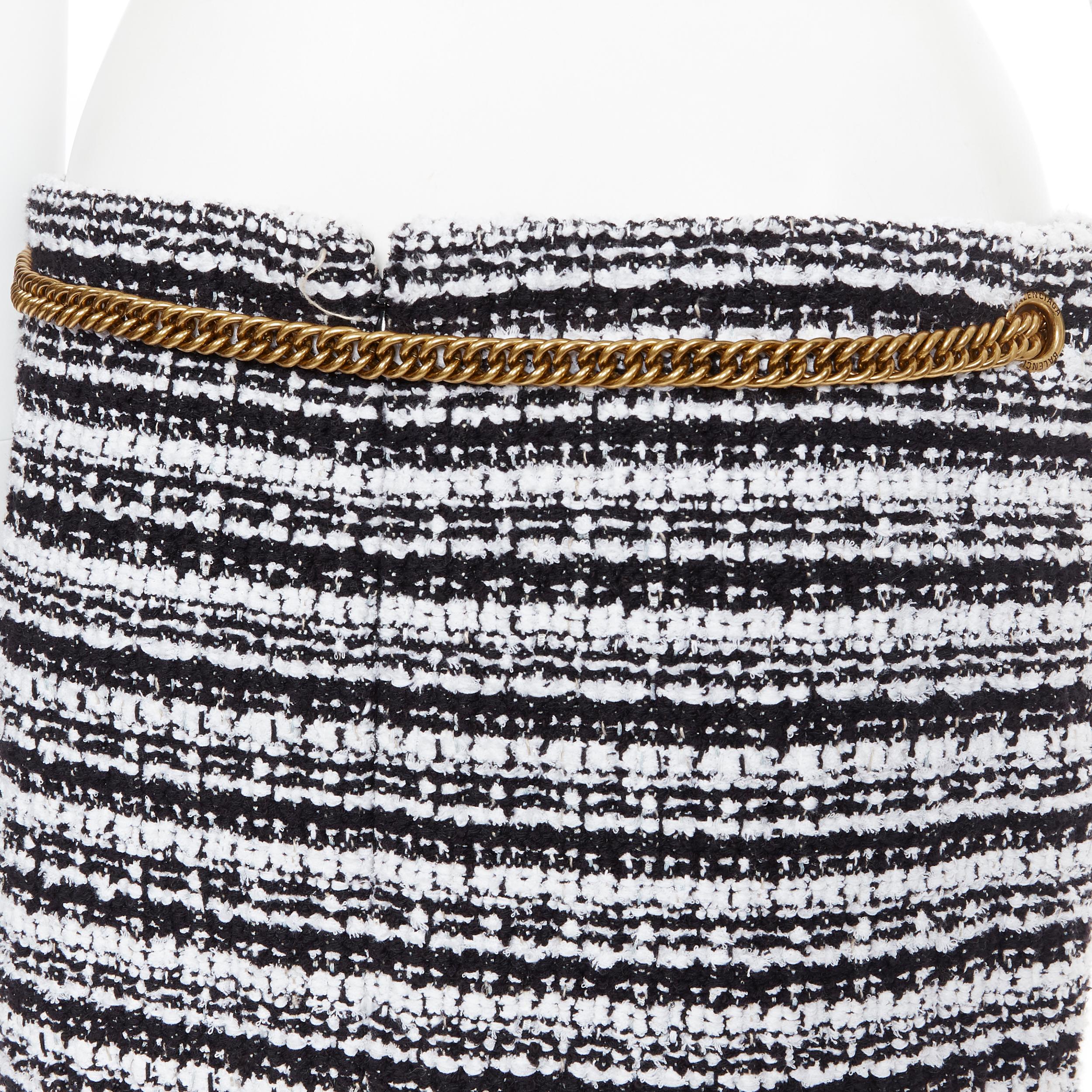 new BALENCIAGA DEMNA GVASALIA AW18 Runway black tweed gold chain belt skirt FR36 For Sale 4