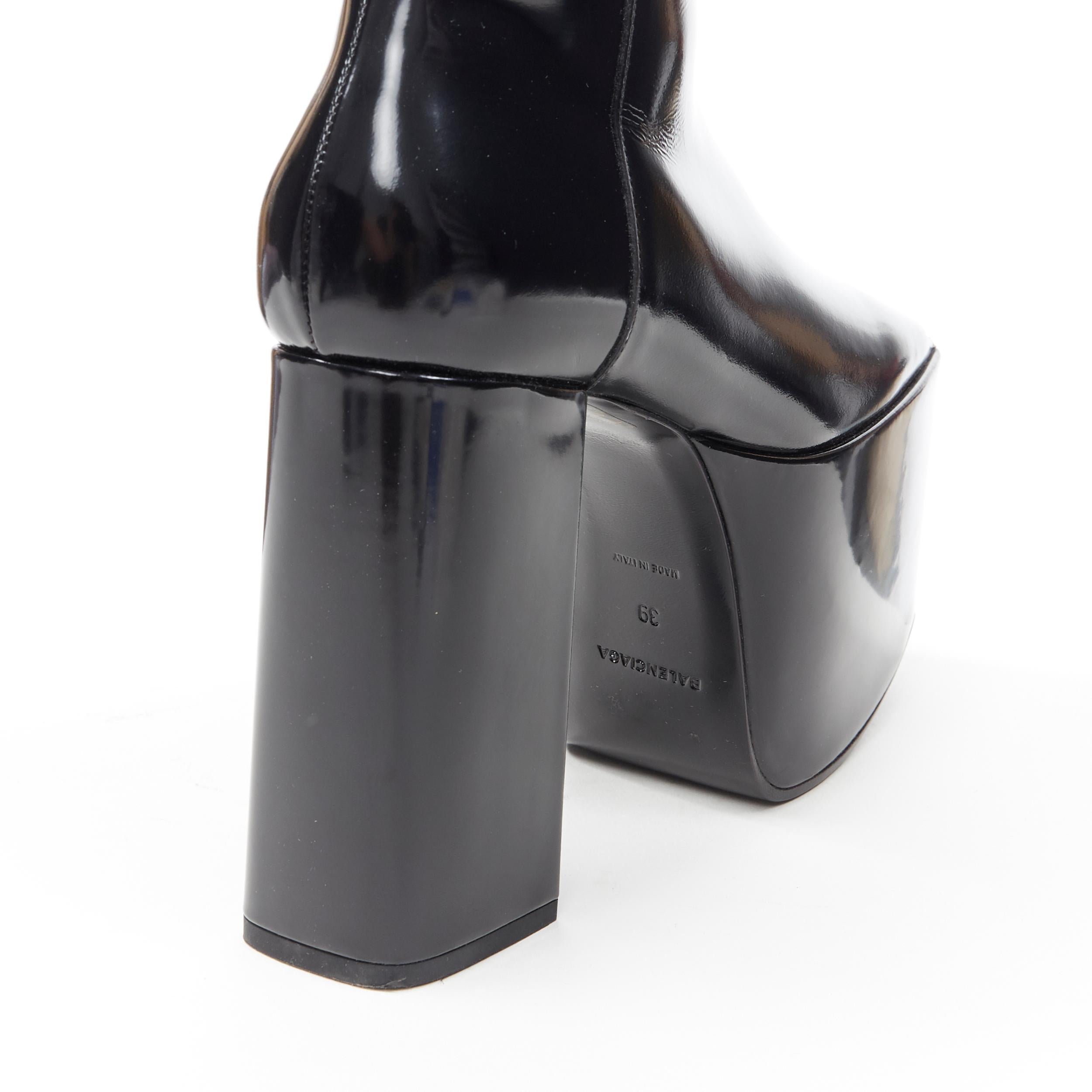 new BALENCIAGA DEMNA iconic Wayio black polished leather platform boots EU39 1