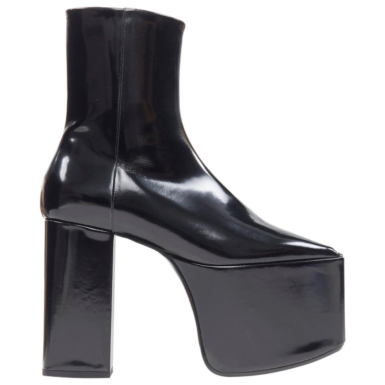 new BALENCIAGA DEMNA iconic Wayio black polished leather platform boots ...