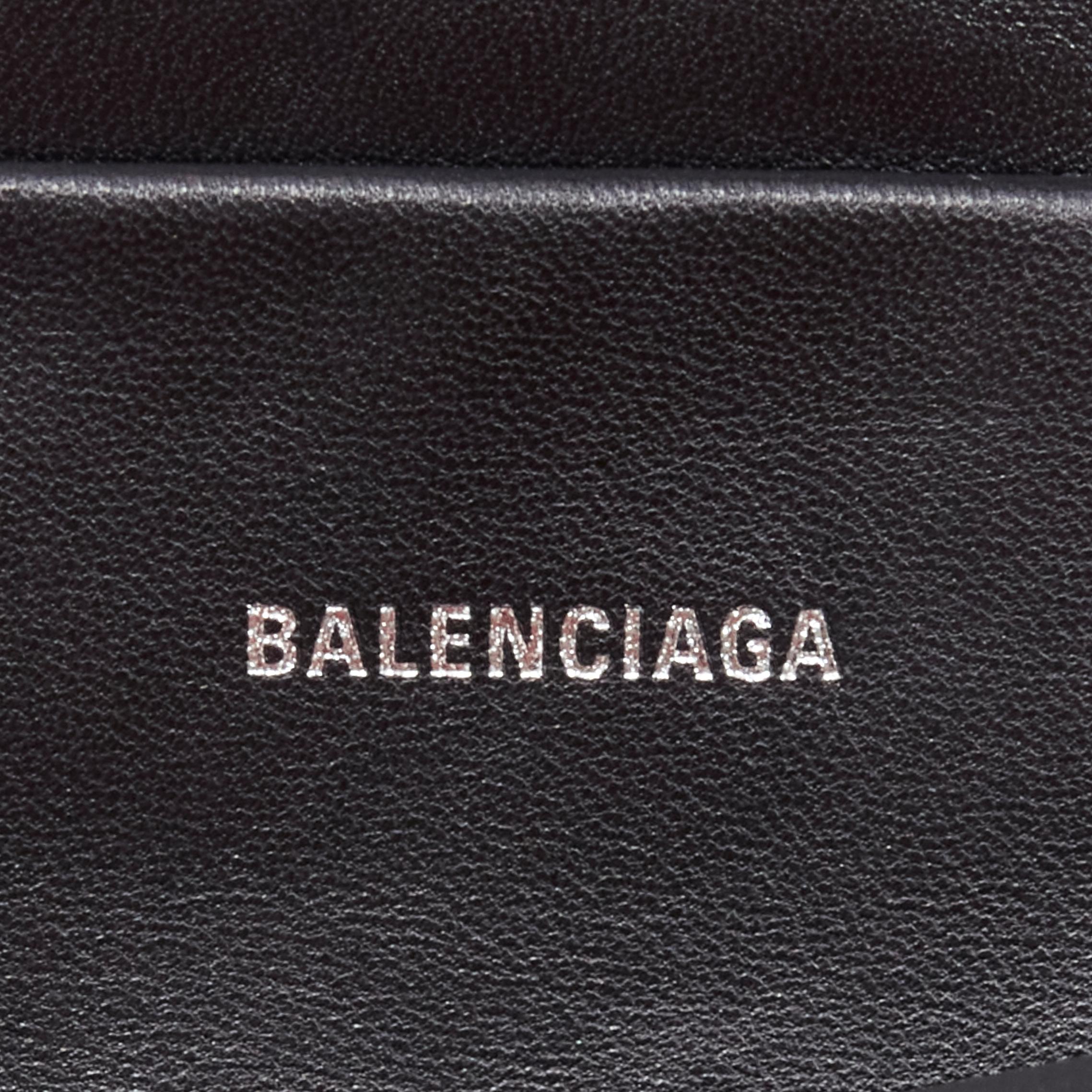 new BALENCIAGA Demna logo print black white merino lamb shearling zip clutch bag 3