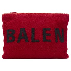 BALENCIAGA Demna Logo Rot Schwarz gefärbte Merino Lamm Shearling Reißverschluss-Clutch Tasche