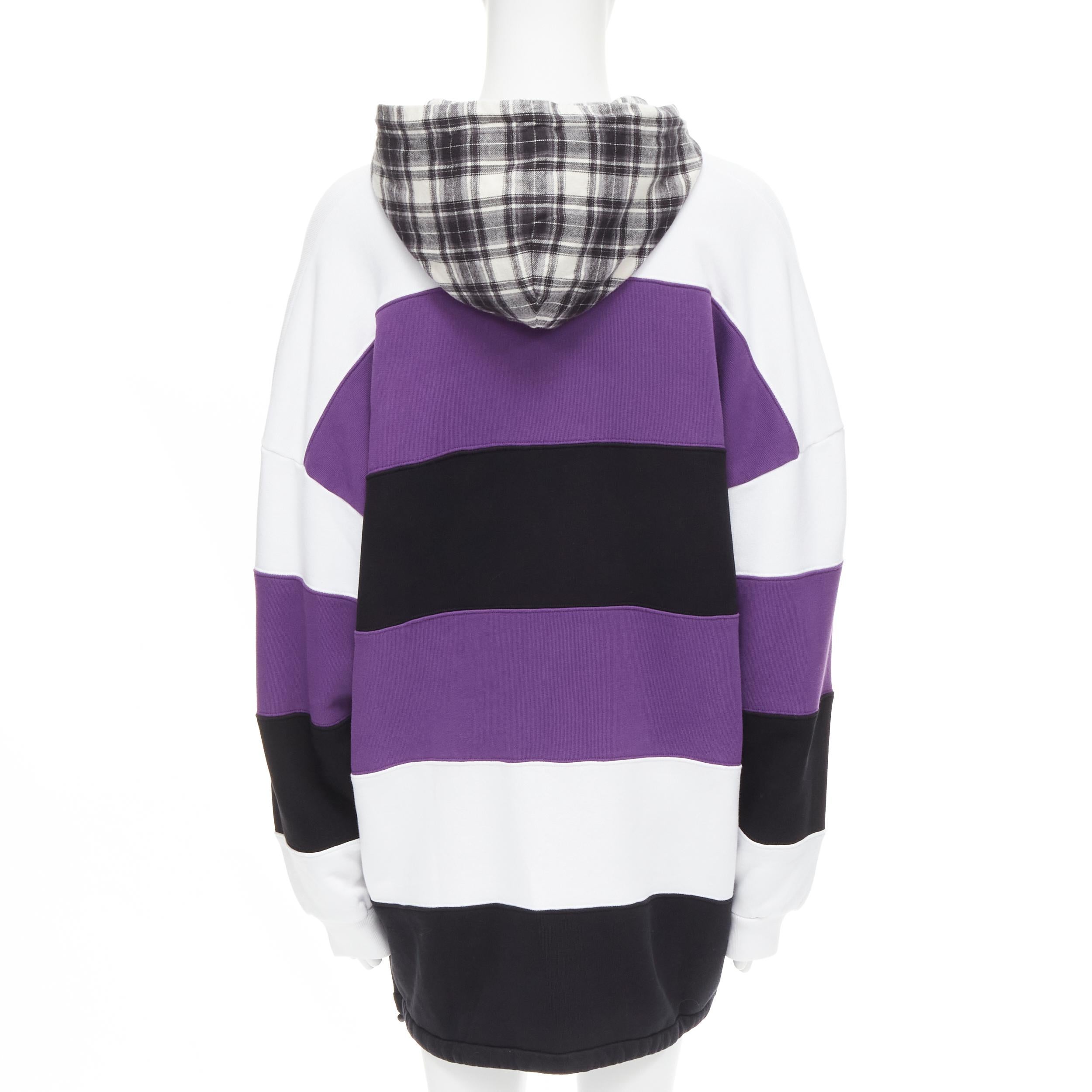 Purple new BALENCIAGA Demna purple white black striped patchwork oversized hoodie L