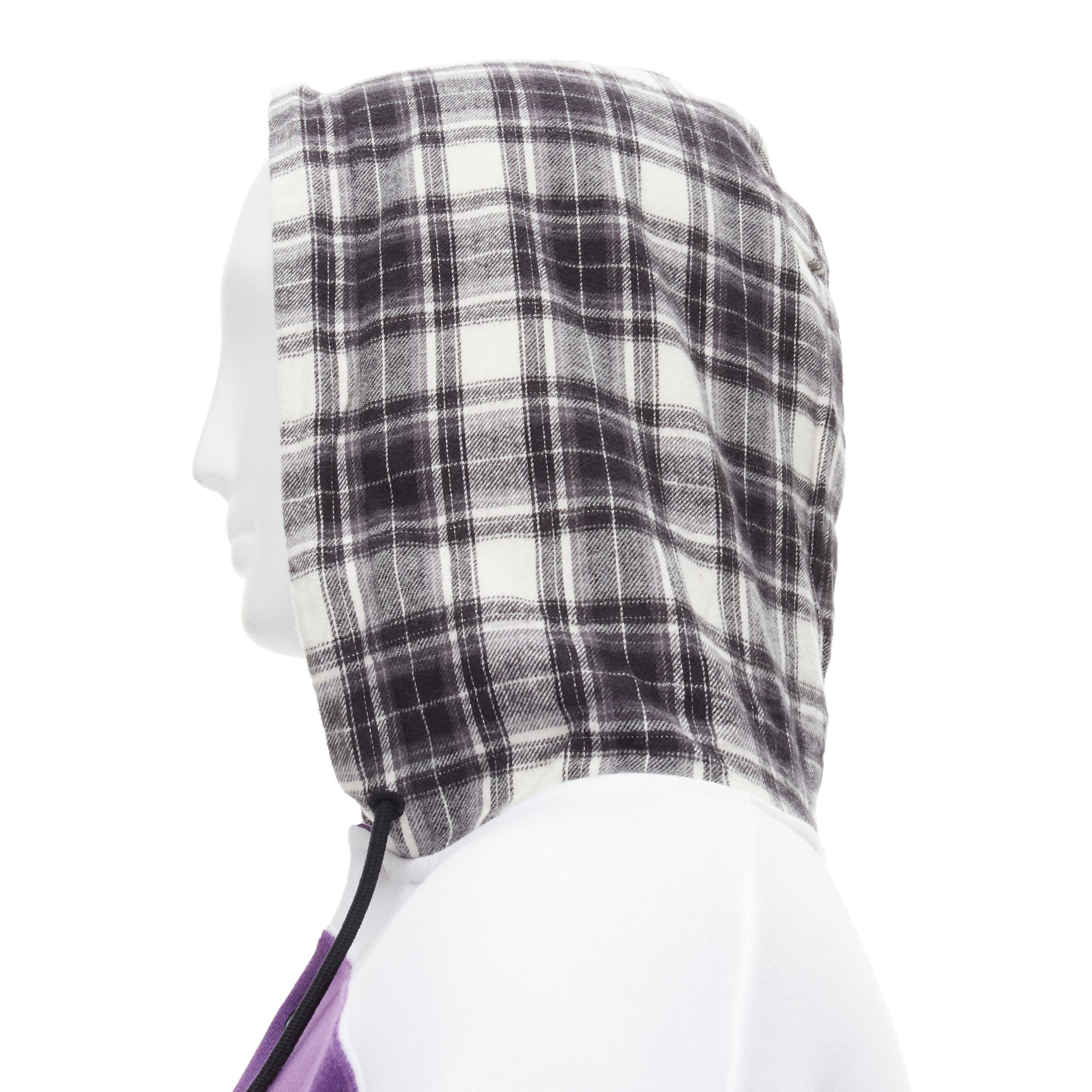 new BALENCIAGA Demna purple white black striped patchwork oversized hoodie L 1