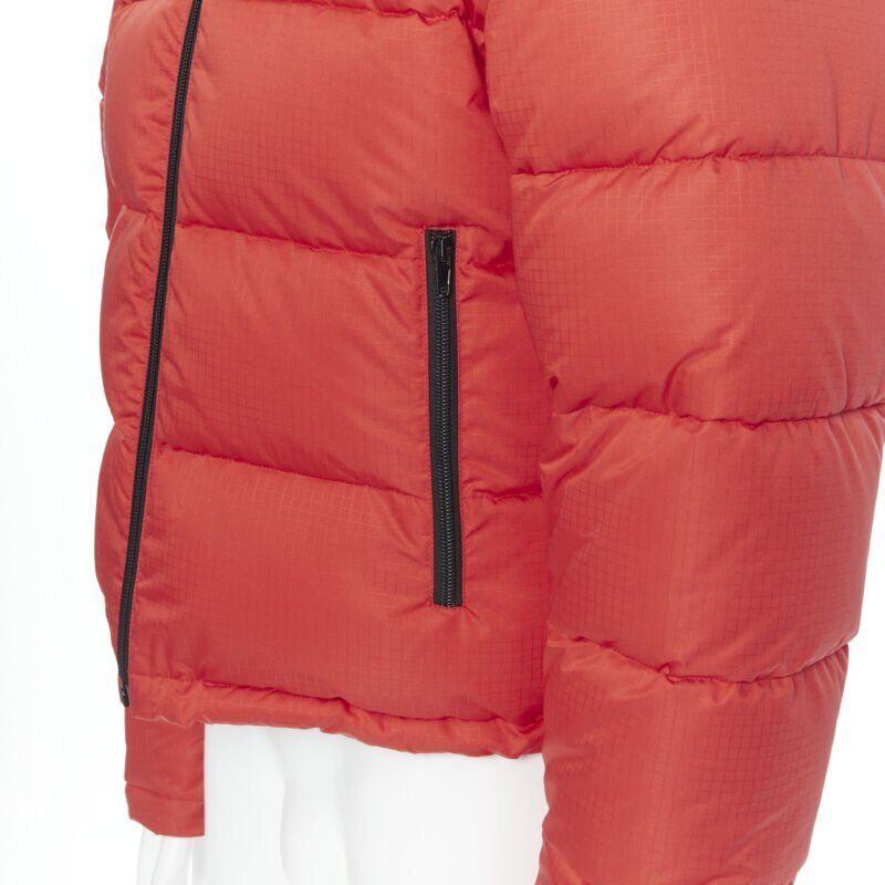 new BALENCIAGA DEMNA red grid nylon logo cropped zip down puffer jacket EU50 L For Sale 3