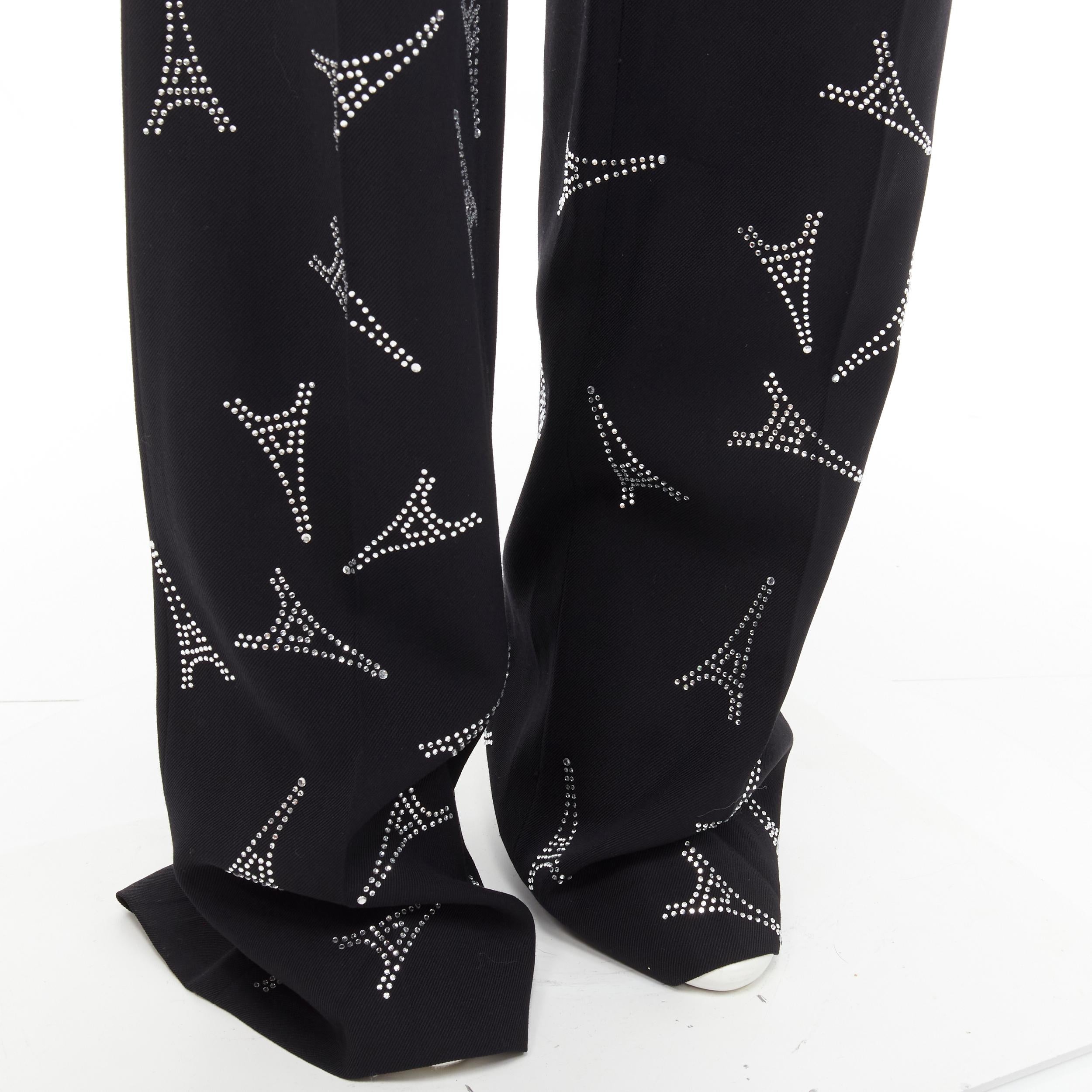 Men's new BALENCIAGA Demna Runway 2019 Eiffel Tower crystal trousers pants IT48 M