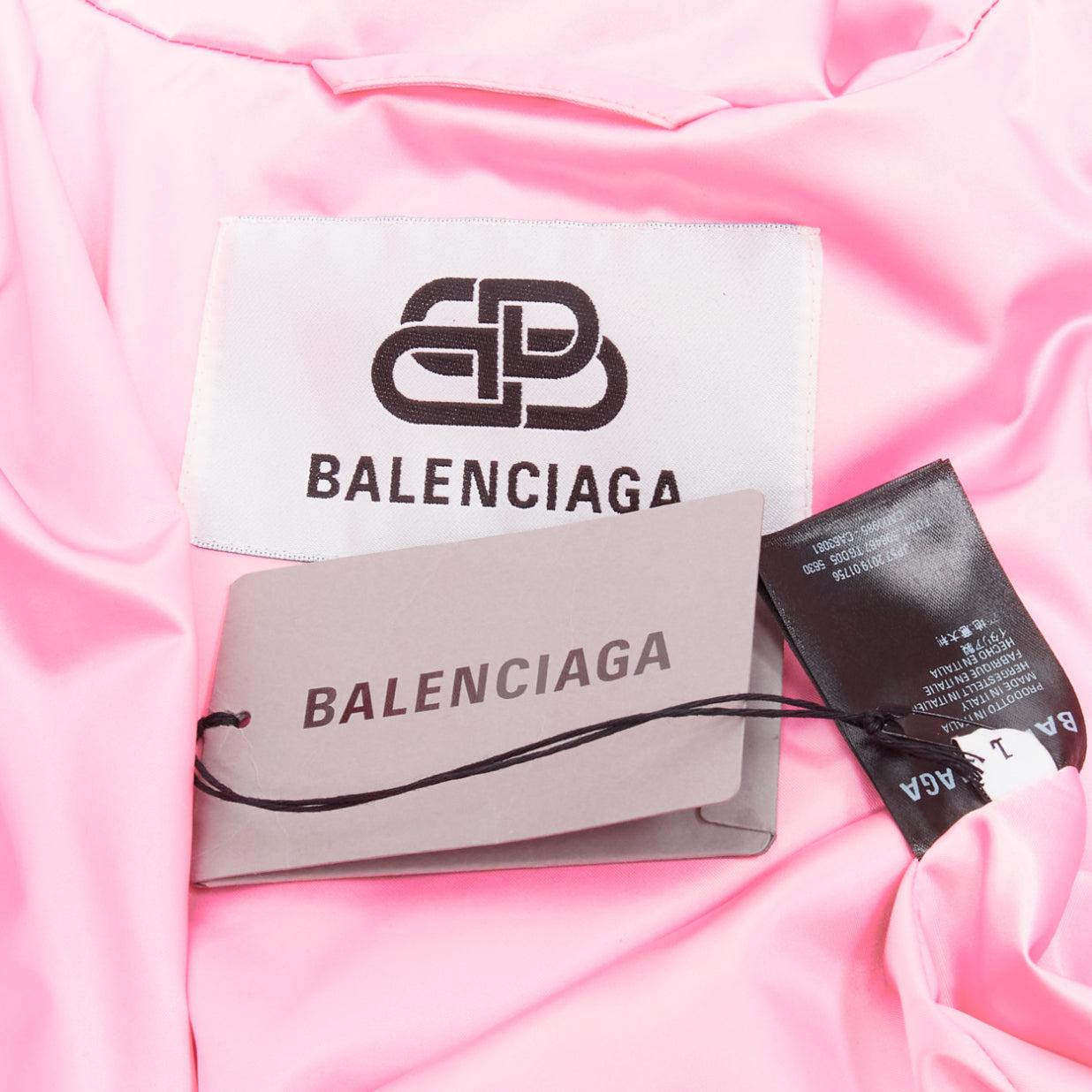 new BALENCIAGA Demna Runway pink nylon satin belted padded puffer coat robe S 2
