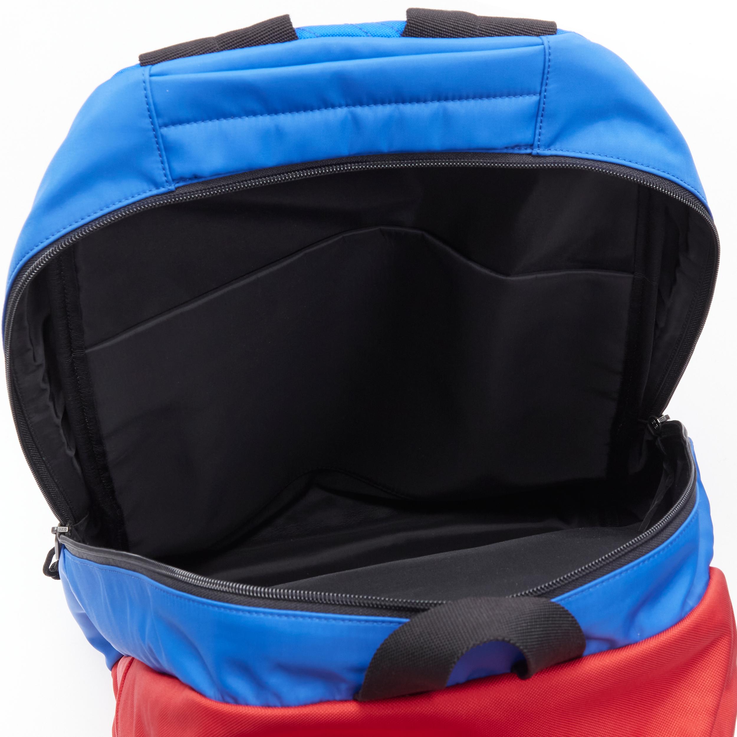 new BALENCIAGA Double Backpack red blue nylon layered monogram jacquard bag 2
