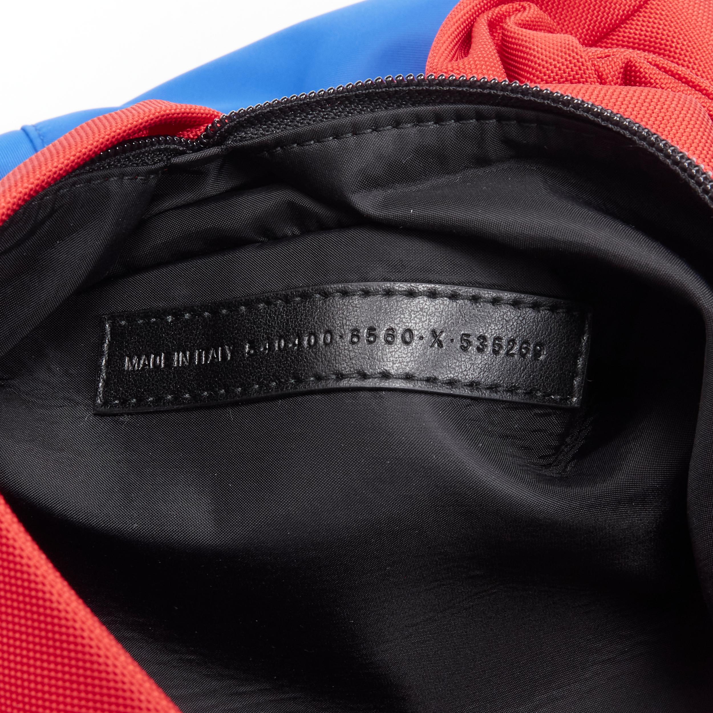 new BALENCIAGA Double Backpack red blue nylon layered monogram jacquard bag 4