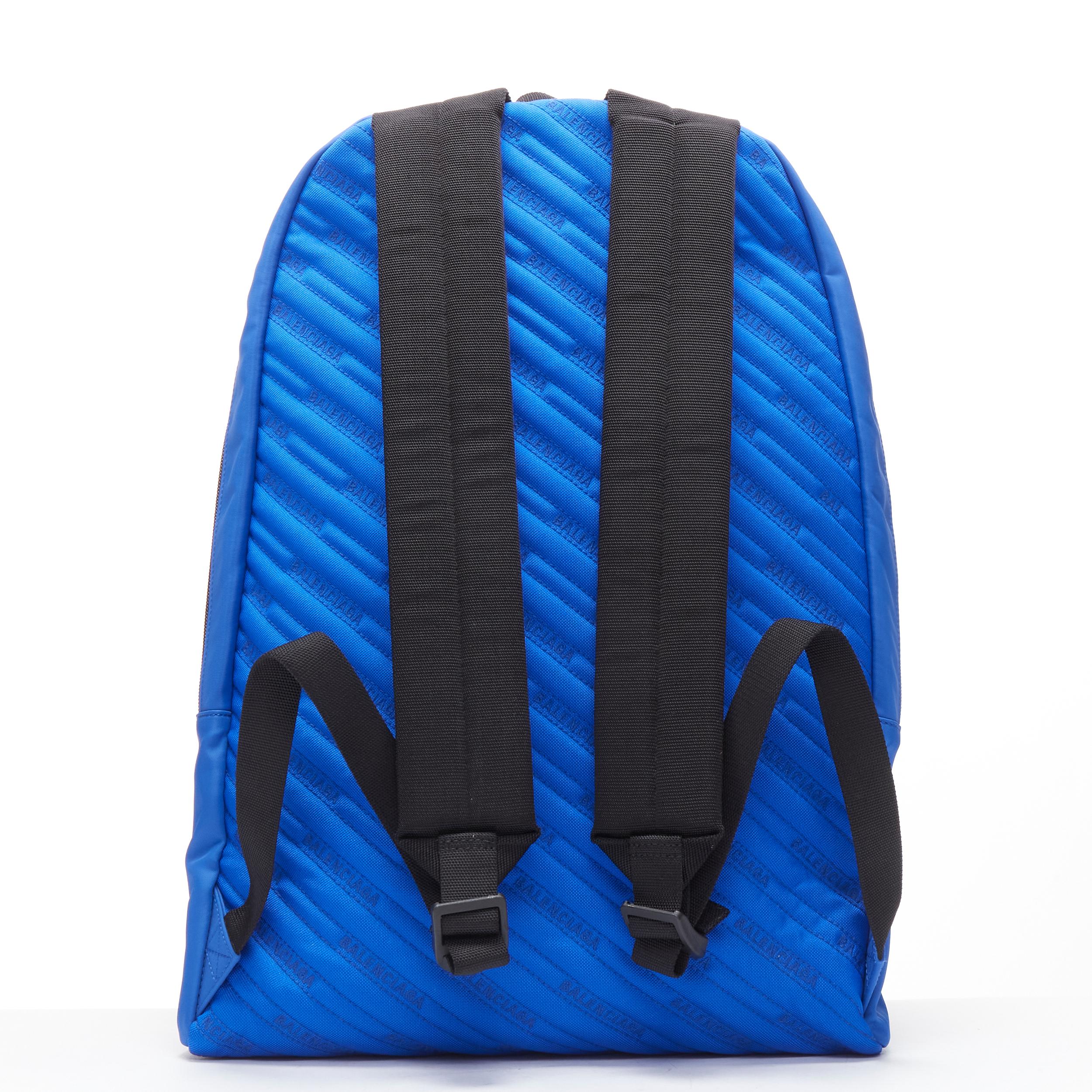 Blue new BALENCIAGA Double Backpack red blue nylon layered monogram jacquard bag