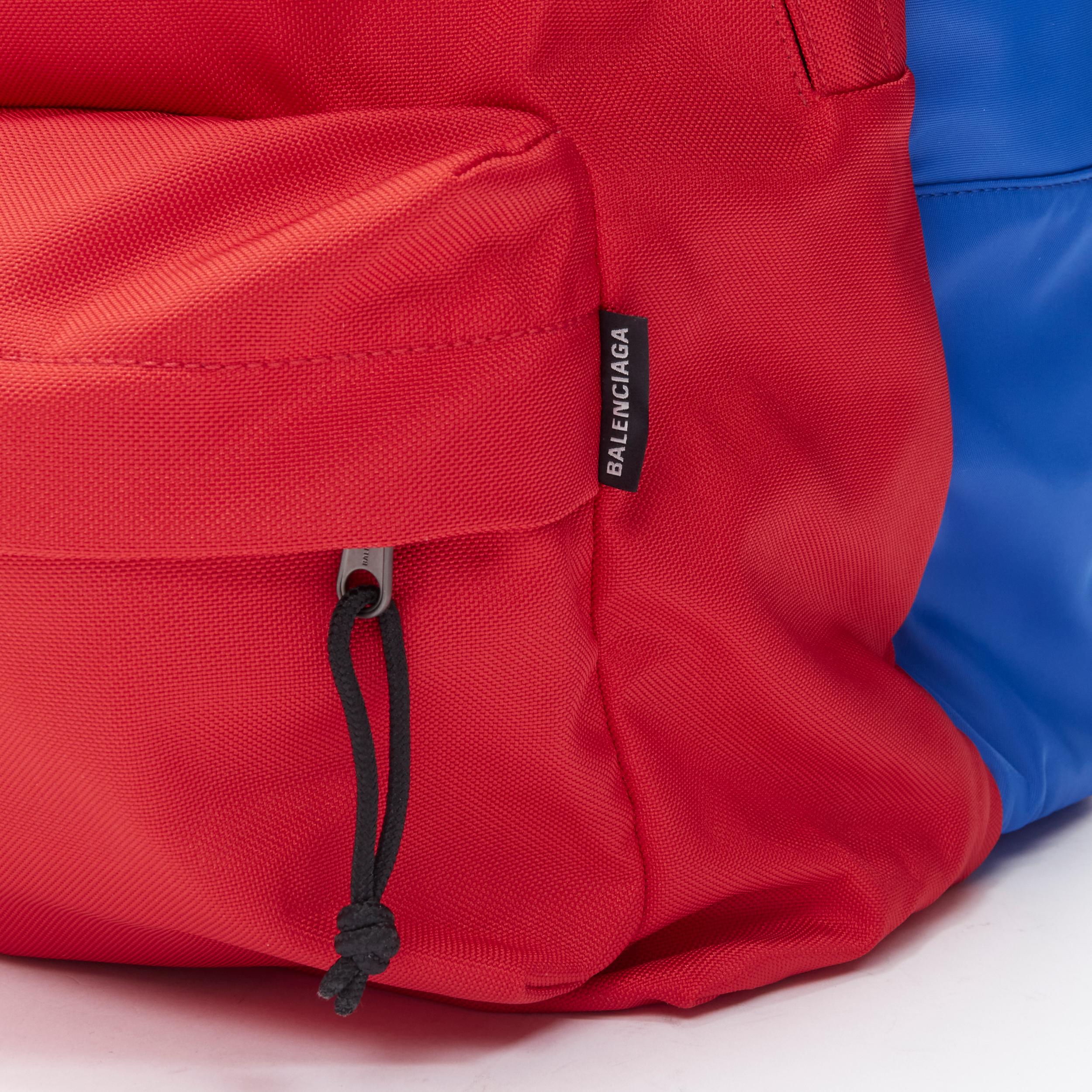 Men's new BALENCIAGA Double Backpack red blue nylon layered monogram jacquard bag