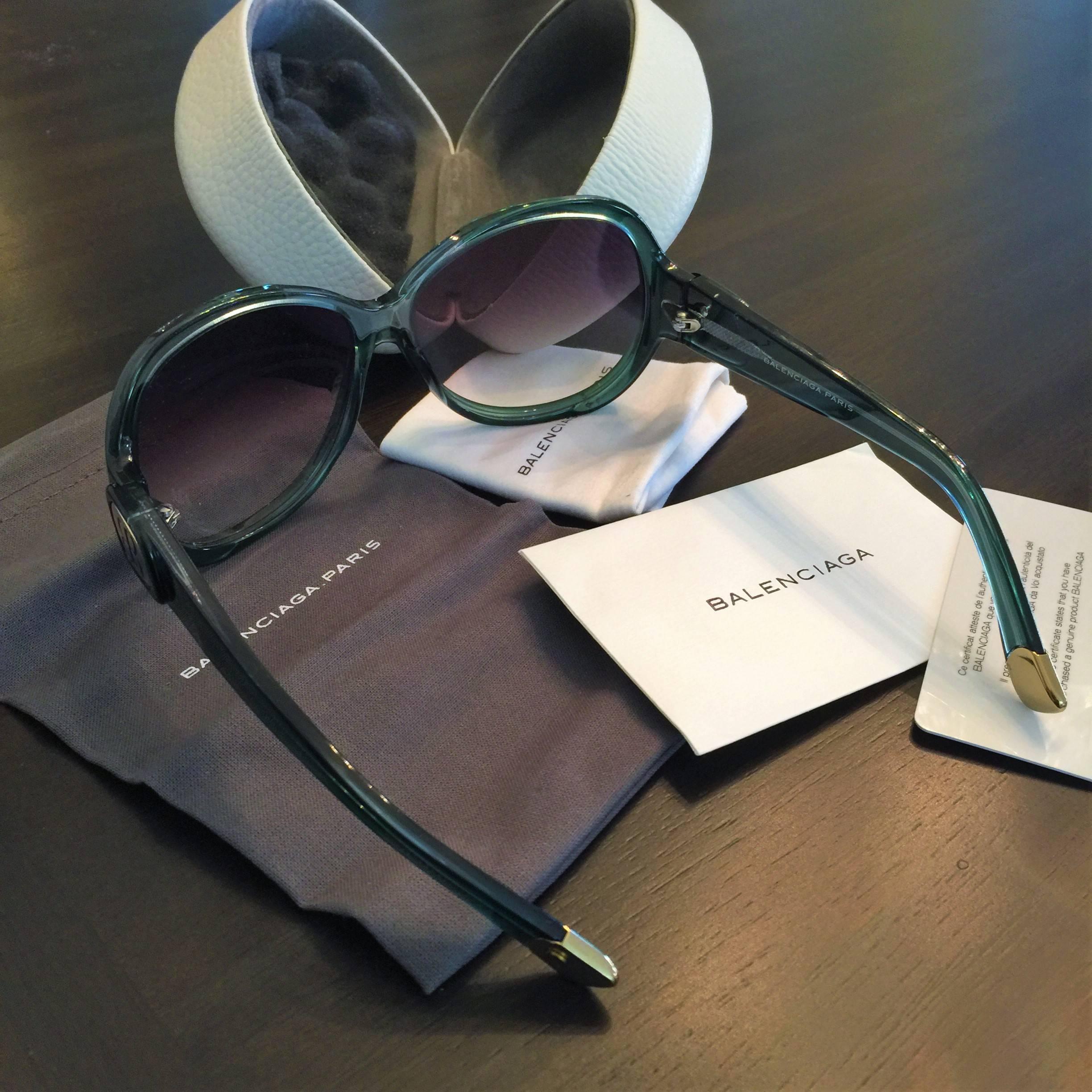 New Balenciaga Emerald Green Reflective Sunglasses With Case 3