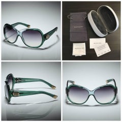 New Balenciaga Emerald Green Reflective Sunglasses With Case