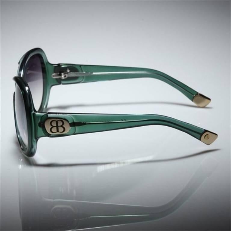 New Balenciaga Emerald Green Reflective Sunglasses With Case at 1stDibs green balenciaga