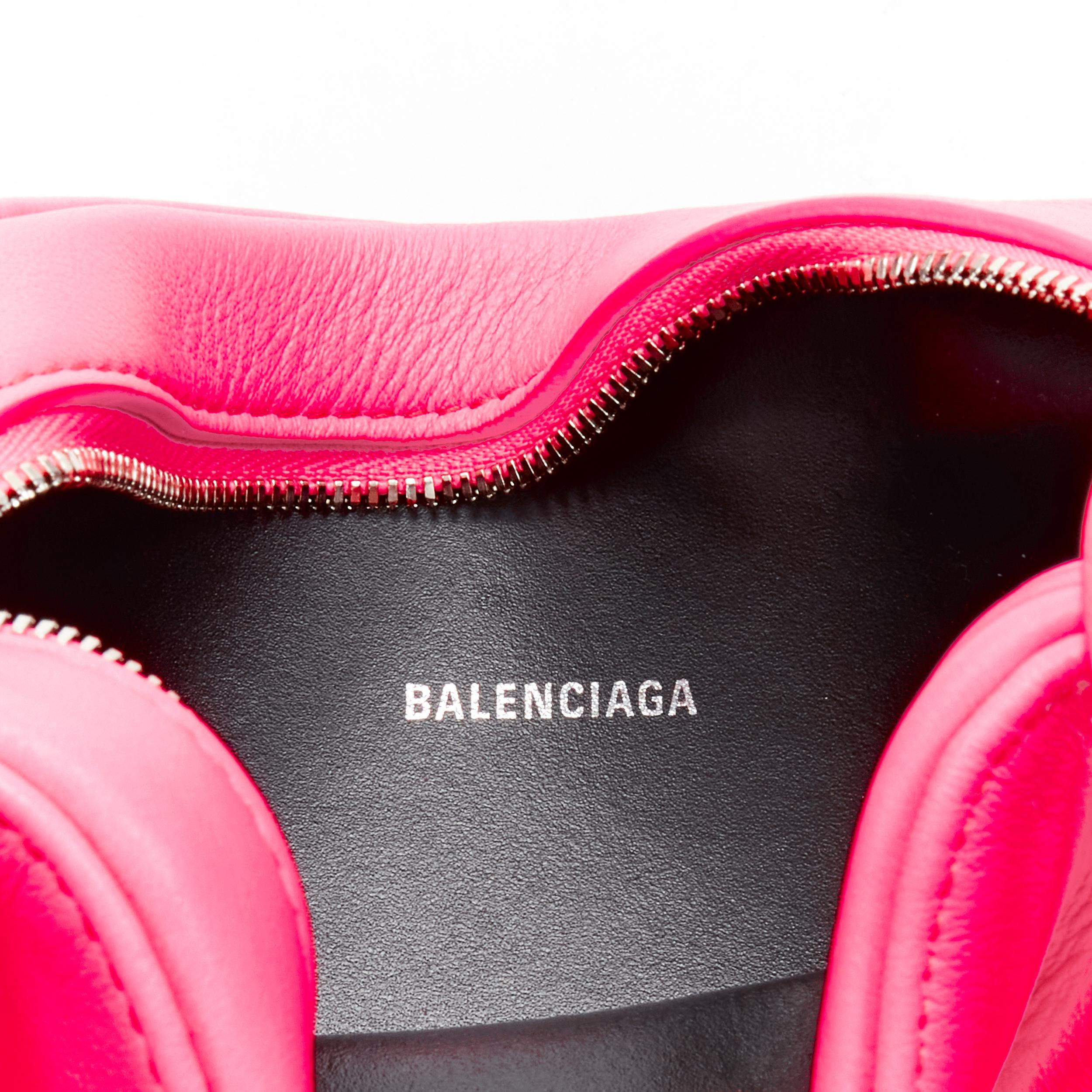 new BALENCIAGA Everyday Camera neon pink black logo leather crossbody bag 3