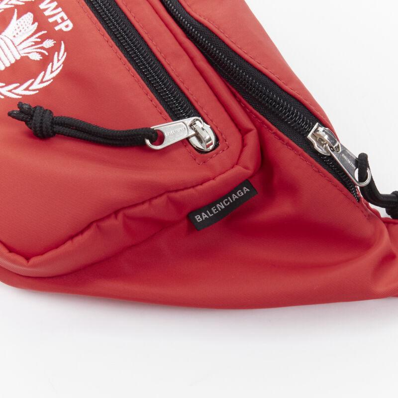 Men's new BALENCIAGA Explorer Double Pack Sharp WFP red white crossbody waist bag For Sale