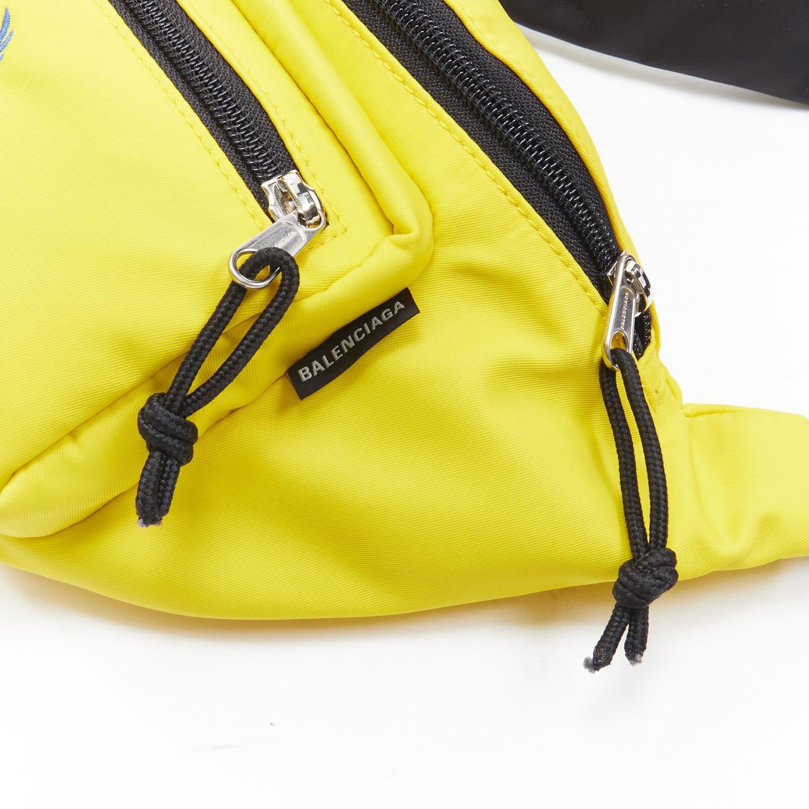 new BALENCIAGA Explorer Double Pack Sharp WFP yellow nylon crossbody waist bag For Sale 1