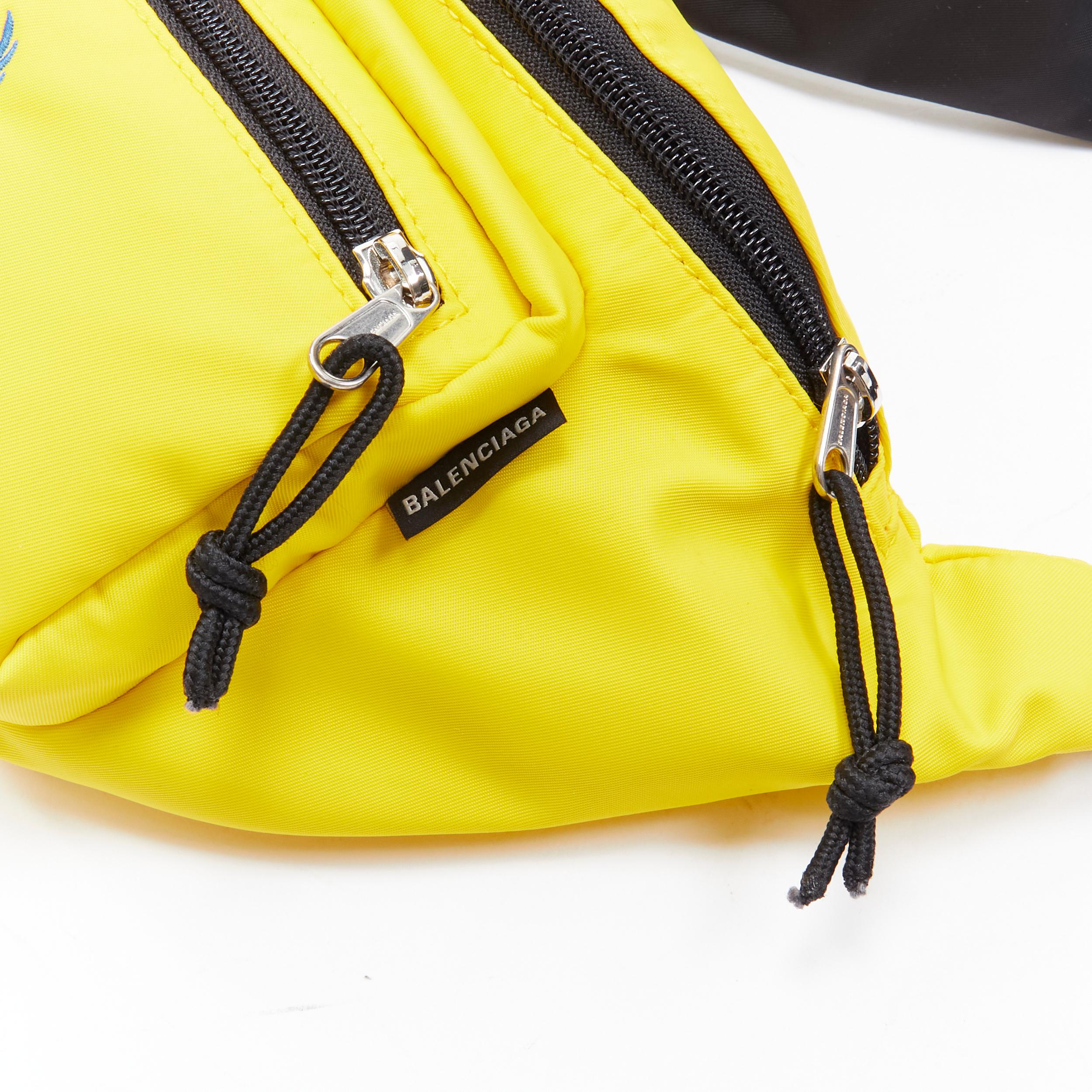 new BALENCIAGA Explorer Double Pack Sharp WFP yellow nylon crossbody waist bag 1