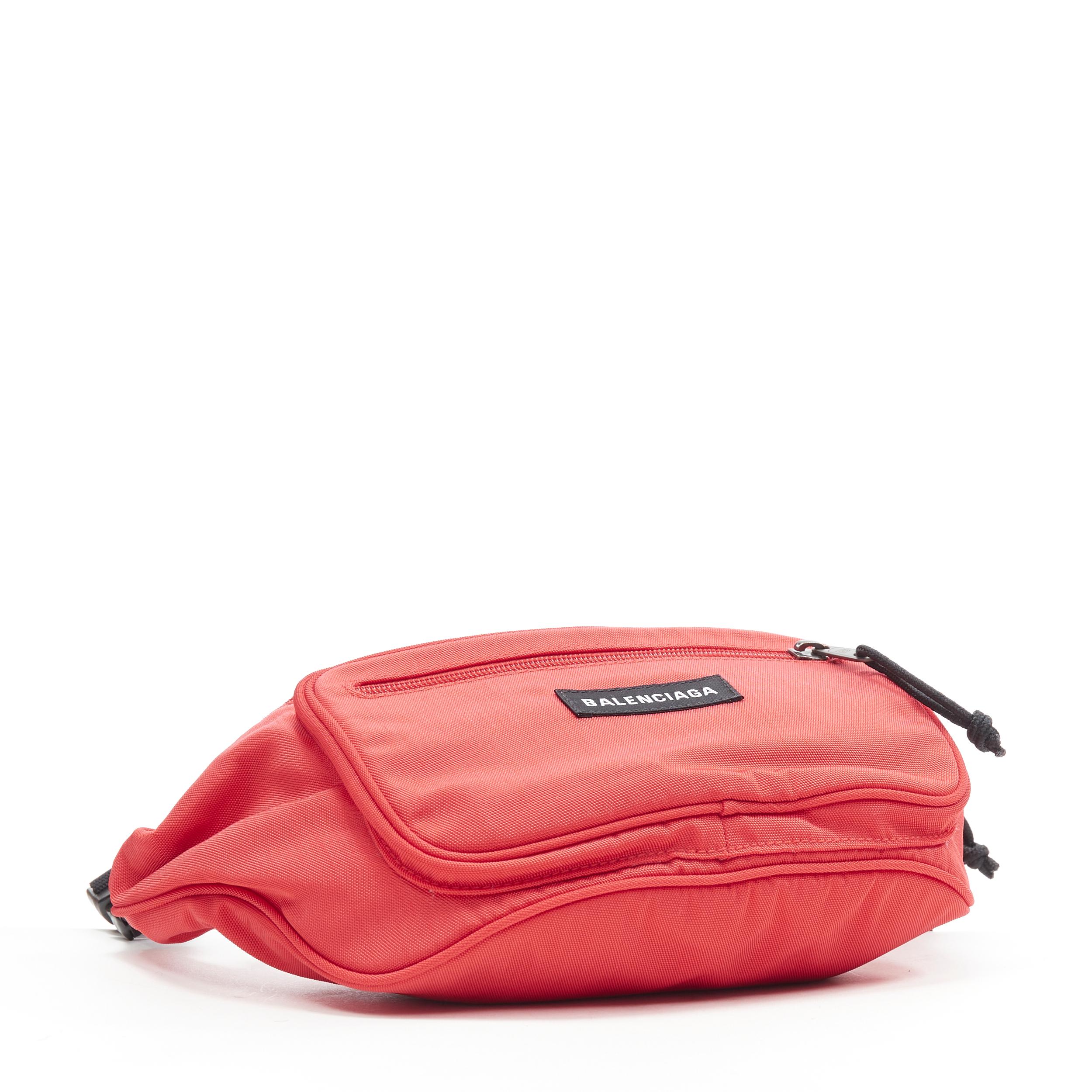 new BALENCIAGA Explorer red nylon logo dual pocket waist belt pack crossbody bag 1