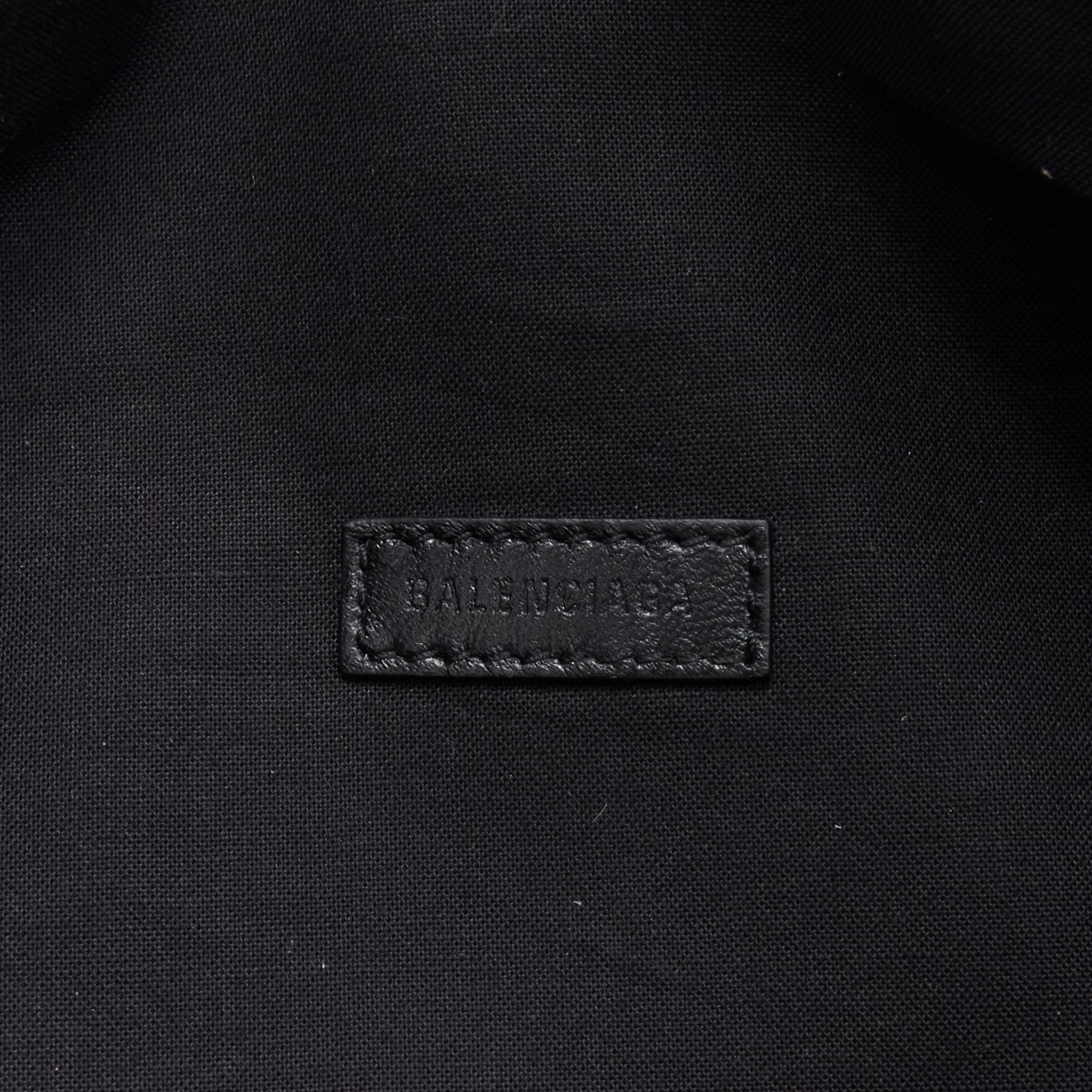 new BALENCIAGA Explorer silver black logo print leather crossbody belt bag 4