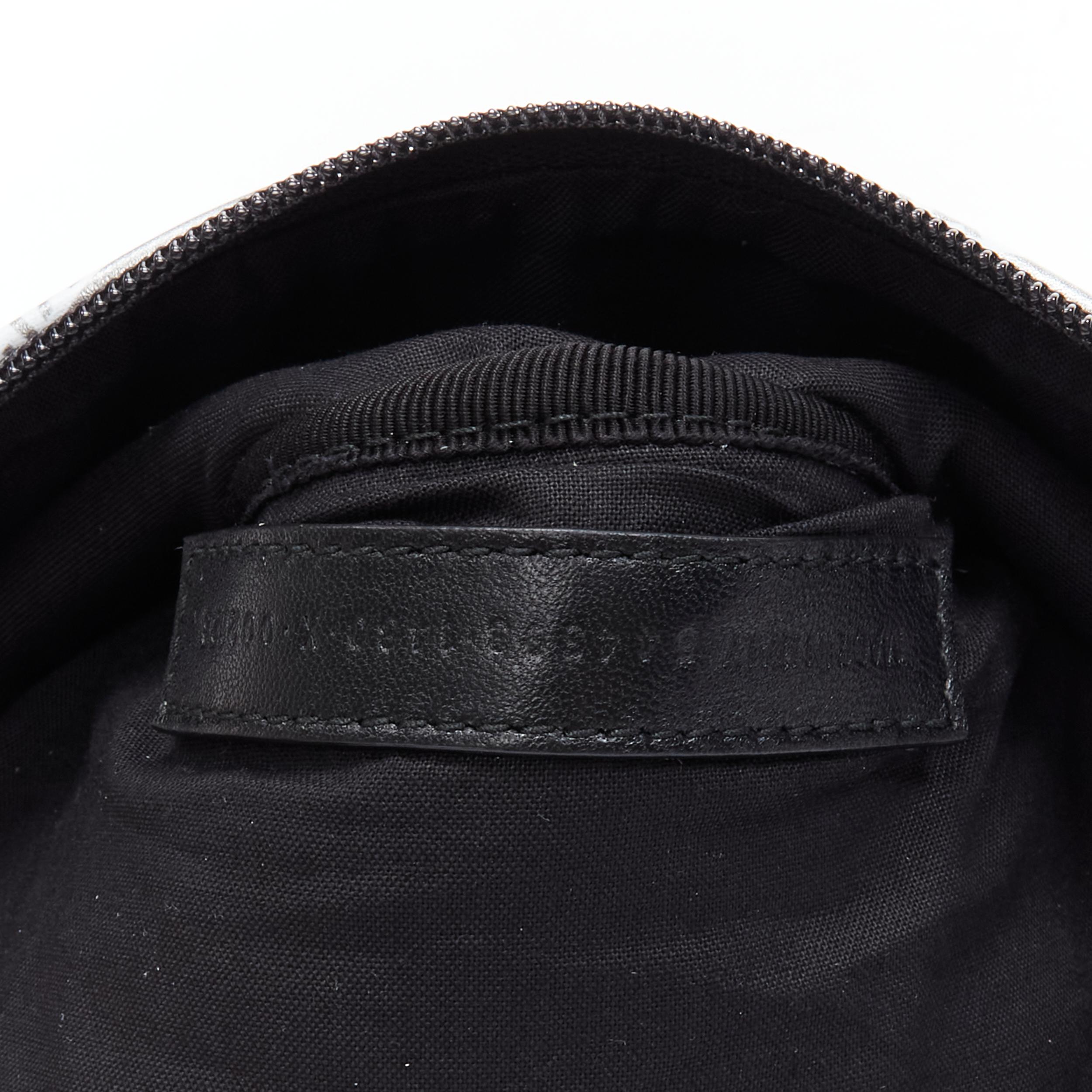 new BALENCIAGA Explorer silver black logo print leather crossbody belt bag 5