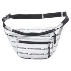 new BALENCIAGA Explorer silver black logo print leather crossbody belt bag