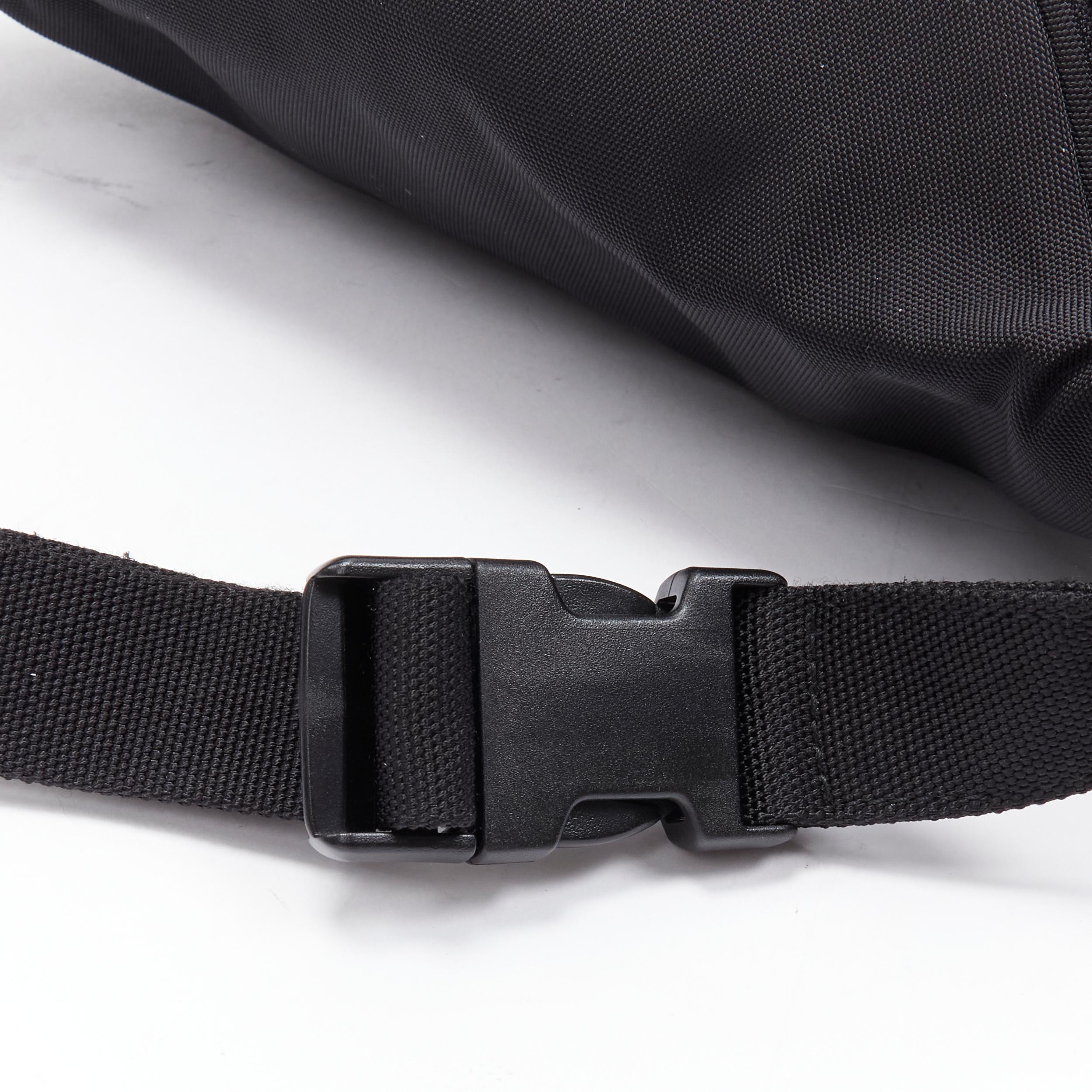 Men's new BALENCIAGA Explorer You Are The World embroidered black nylon waist bag