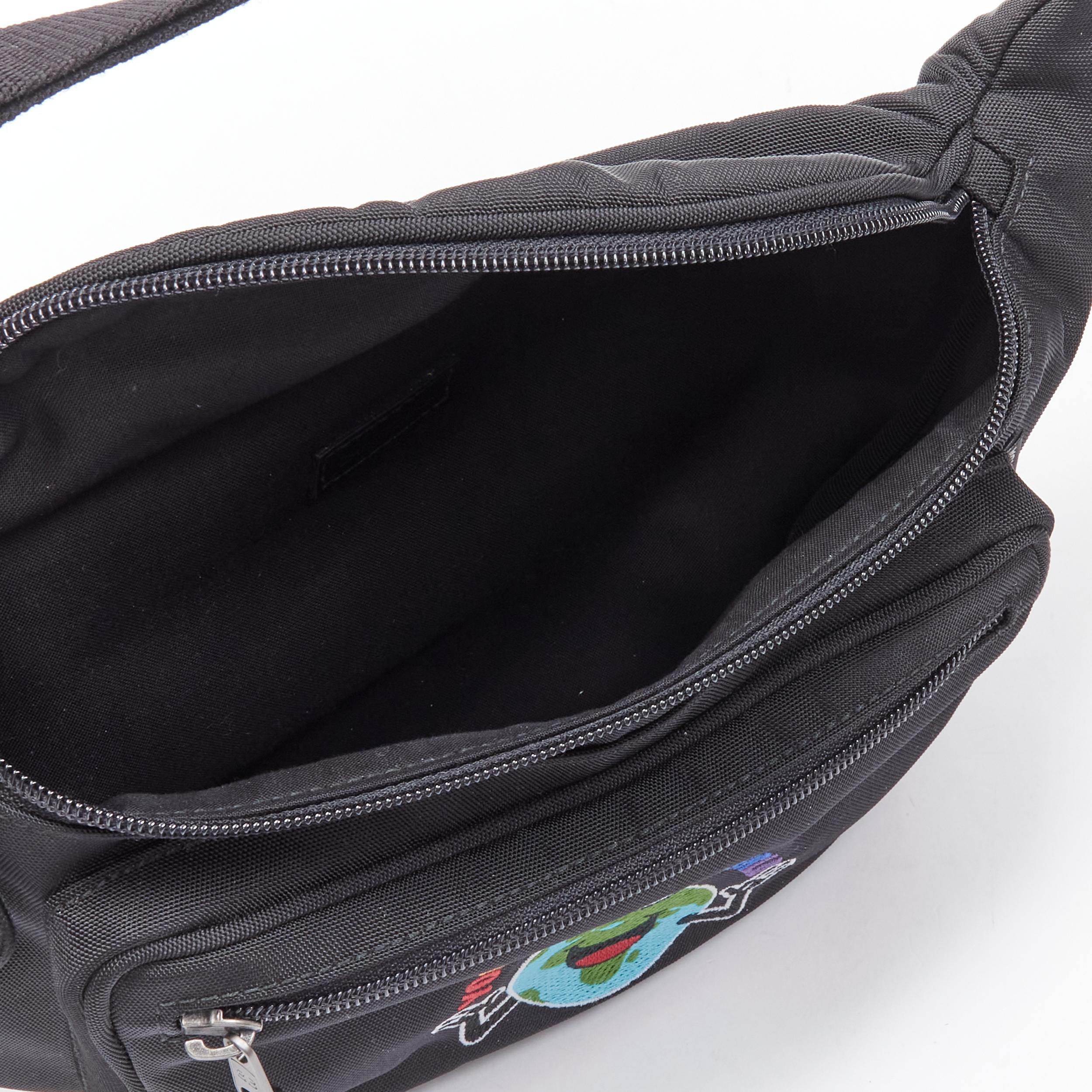 new BALENCIAGA Explorer You Are The World embroidered black nylon waist bag 1
