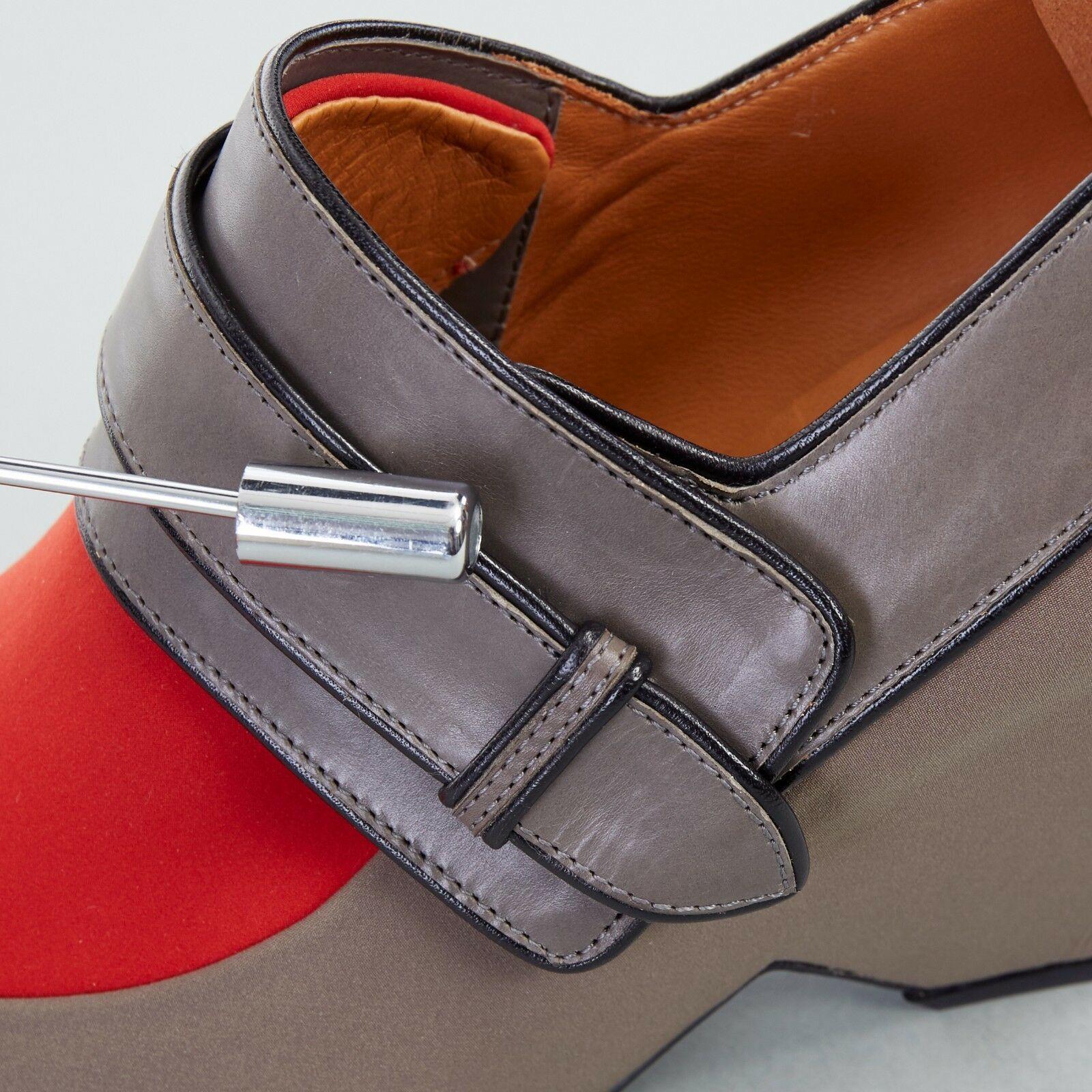 new BALENCIAGA GHESQUIERE AW12 grey orange pointy wedge heel shoes EU38 US8 UK5 5