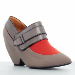 new BALENCIAGA GHESQUIERE AW12 grey orange pointy wedge heel shoes EU38 US8 UK5